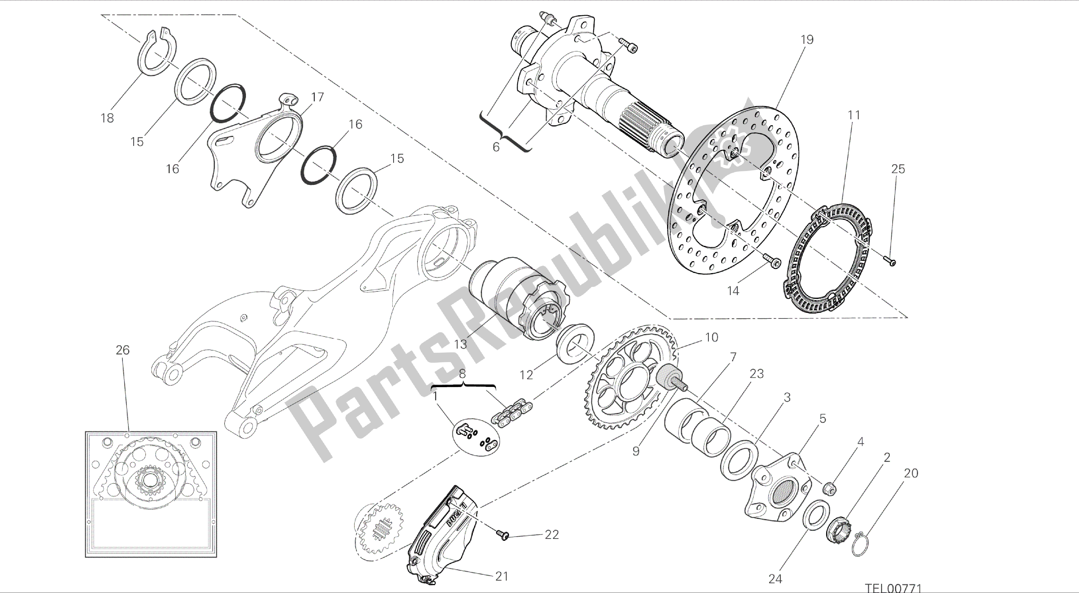 Todas las partes para Dibujo 26a - Cubo, Rueda Trasera [mod: Hym; Xst: Aus, Chn, Eur, Fra, Jap, Tha, Twn] Cuadro De Grupo de Ducati Hypermotard 821 2014