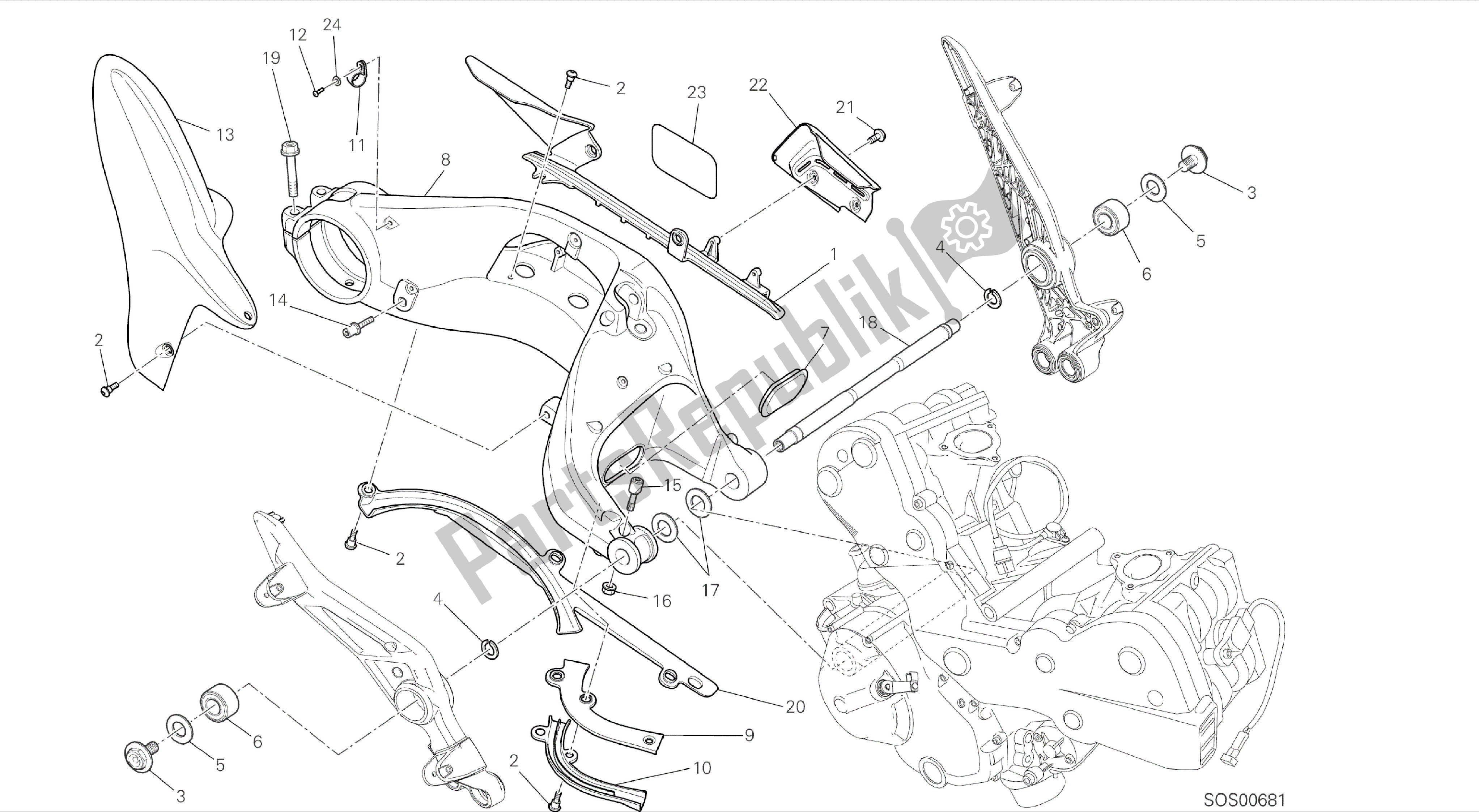 Todas las partes para Dibujo 28a - Forcellone Posteriore [mod: Hym; Xst: Aus] Marco De Grupo de Ducati Hypermotard 821 2014