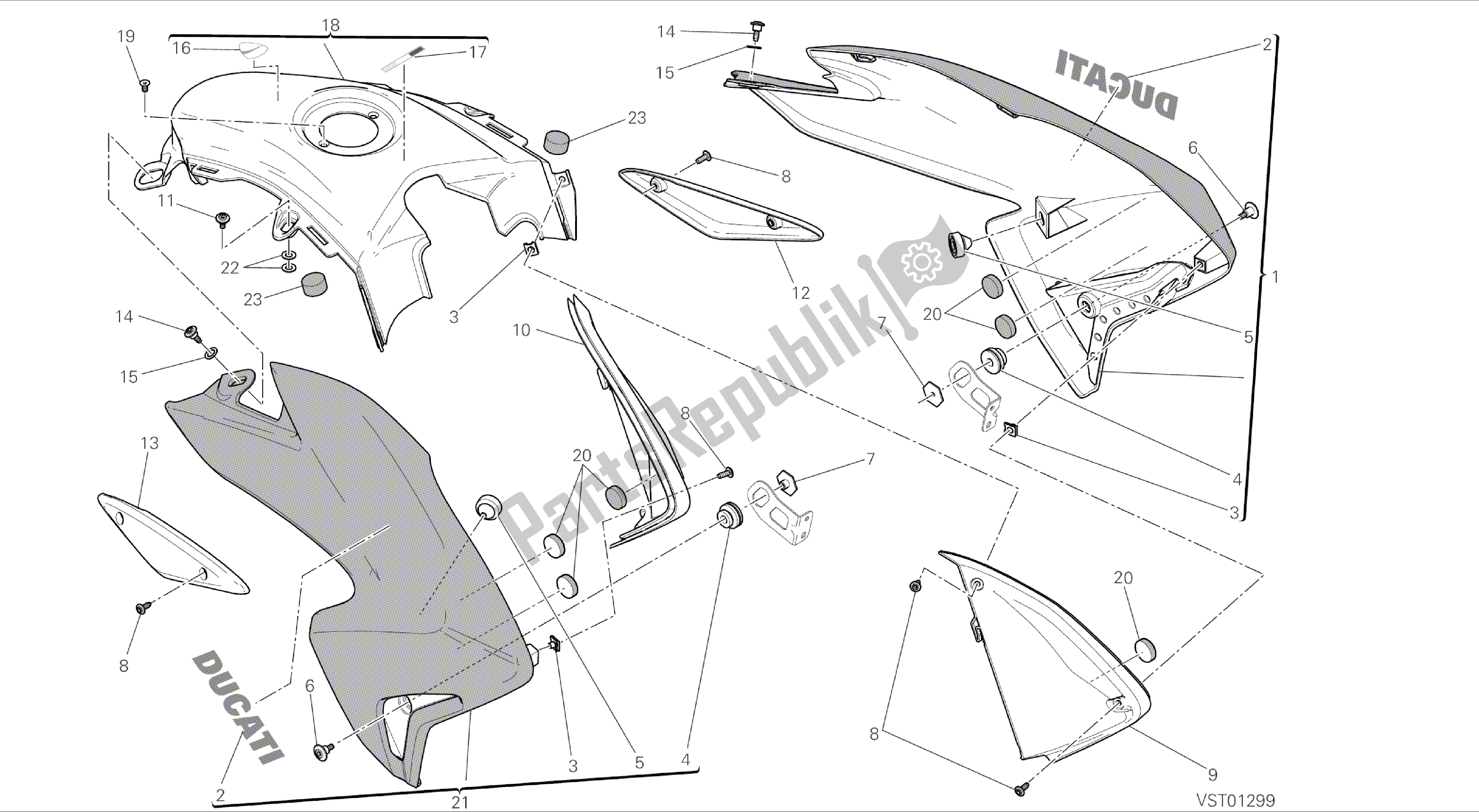 Toutes les pièces pour le Dessin 34a - Carénage [mod: Hym; Xst: Chn, Tha, Twn] Cadre De Groupe du Ducati Hypermotard 821 2014