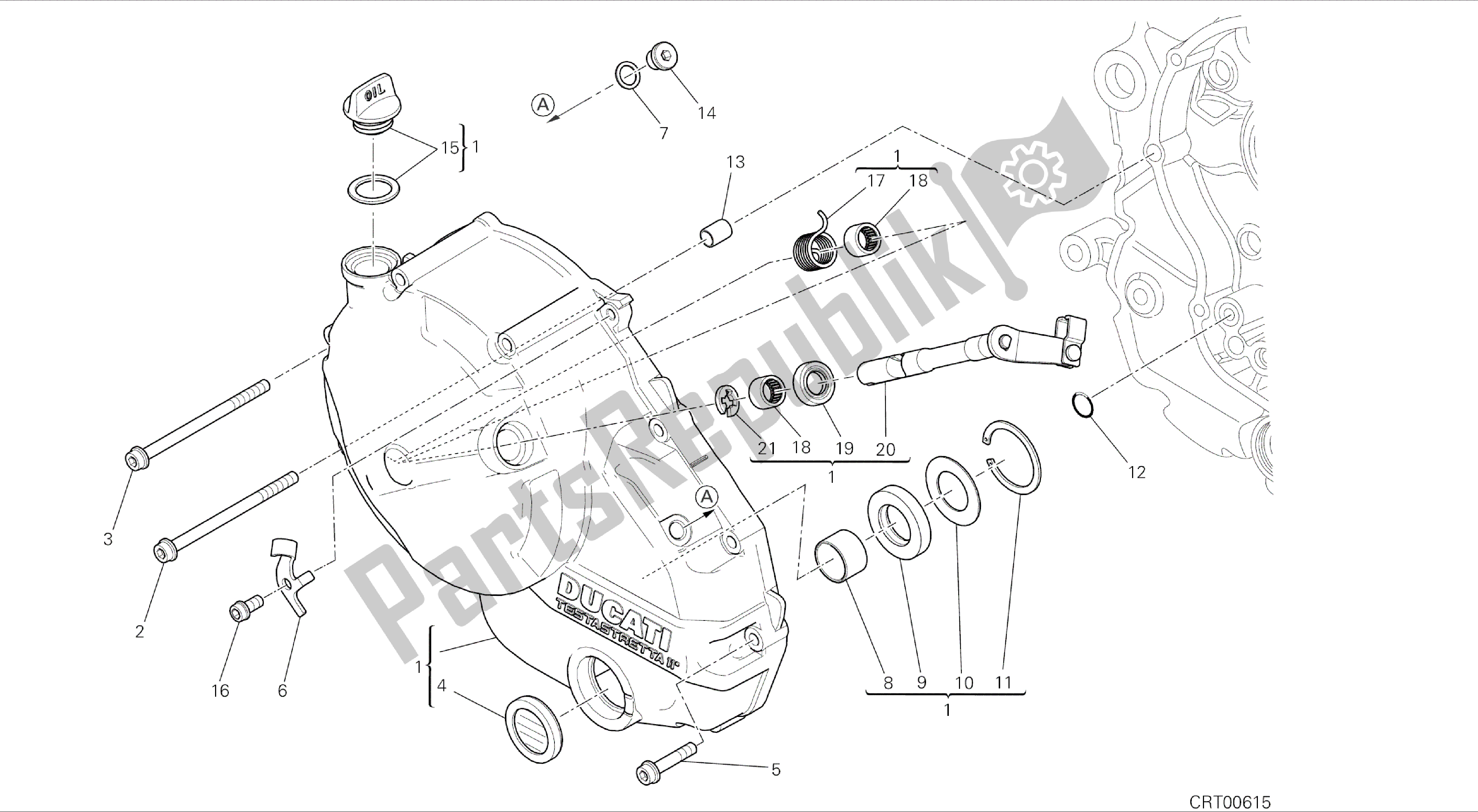 Todas las partes para Dibujo 005 - Cubierta Del Embrague [mod: Hym; Xst: Aus, Chn, Eur, Fra, Jap, Tha, Twn] Motor De Grupo de Ducati Hypermotard 821 2014