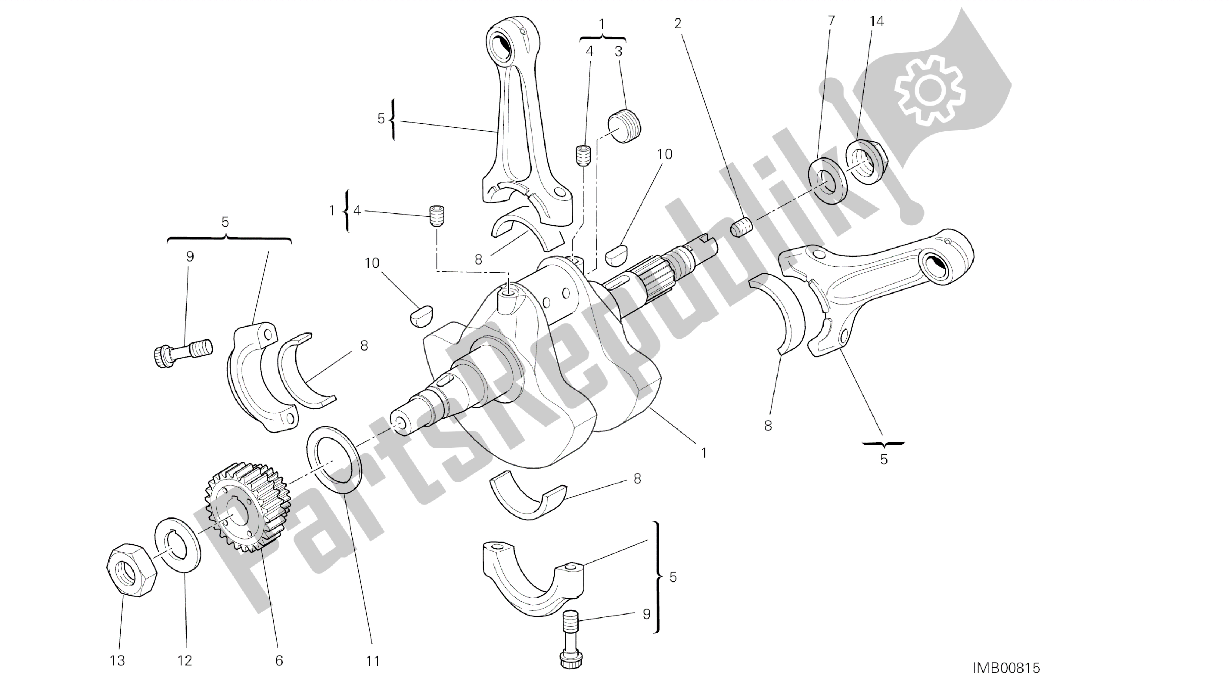 Wszystkie części do Rysunek 006 - Korbowody [mod: Hym; Xst: Aus, Chn, Eur, Fra, Jap, Tha, Twn] Grupa Silnik Ducati Hypermotard 821 2014