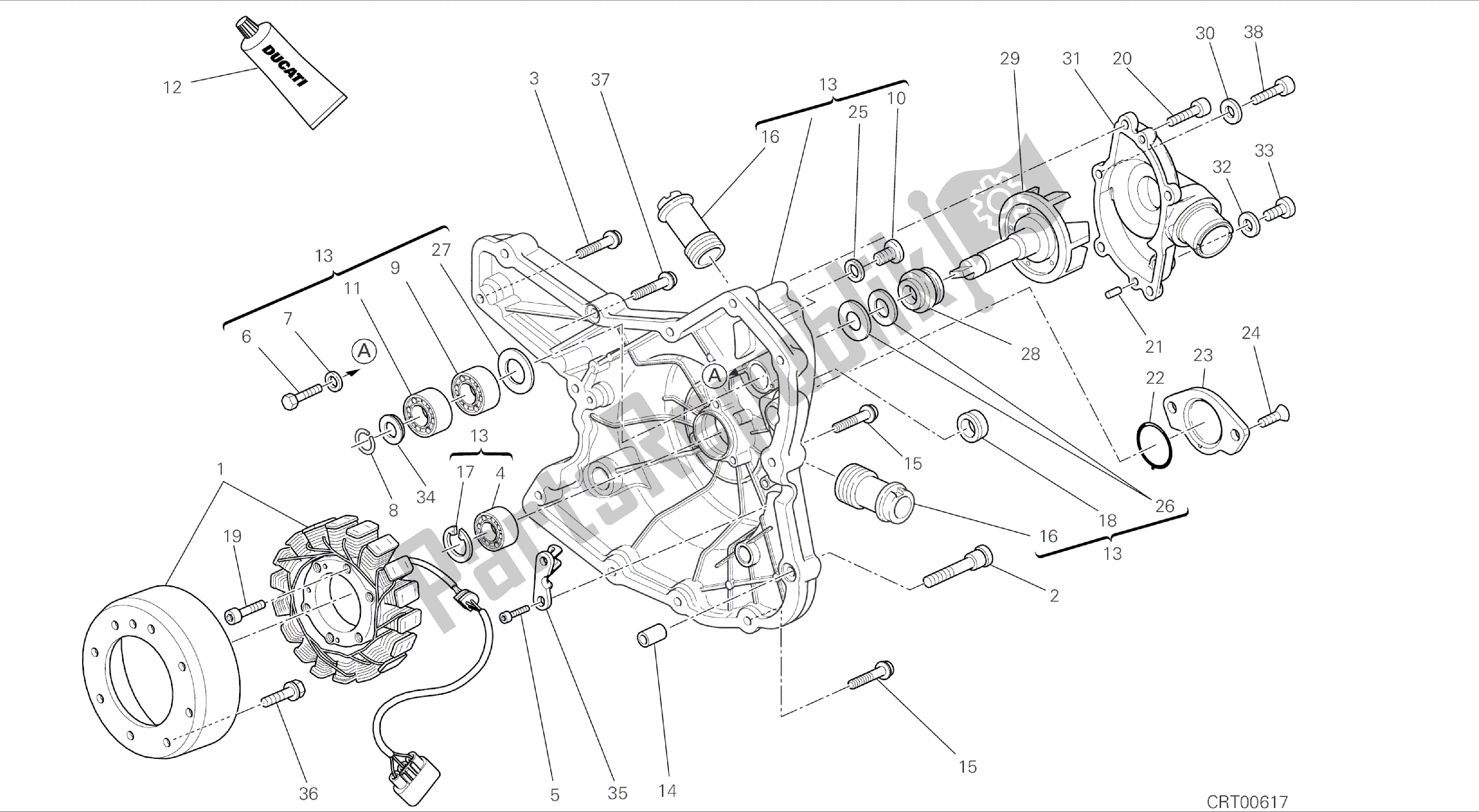 Todas las partes para Dibujo 011 - Cubierta Del Generador [mod: Hym; Xst: Aus, Chn, Eur, Fra, Jap, Tha, Twn] Motor De Grupo de Ducati Hypermotard 821 2014