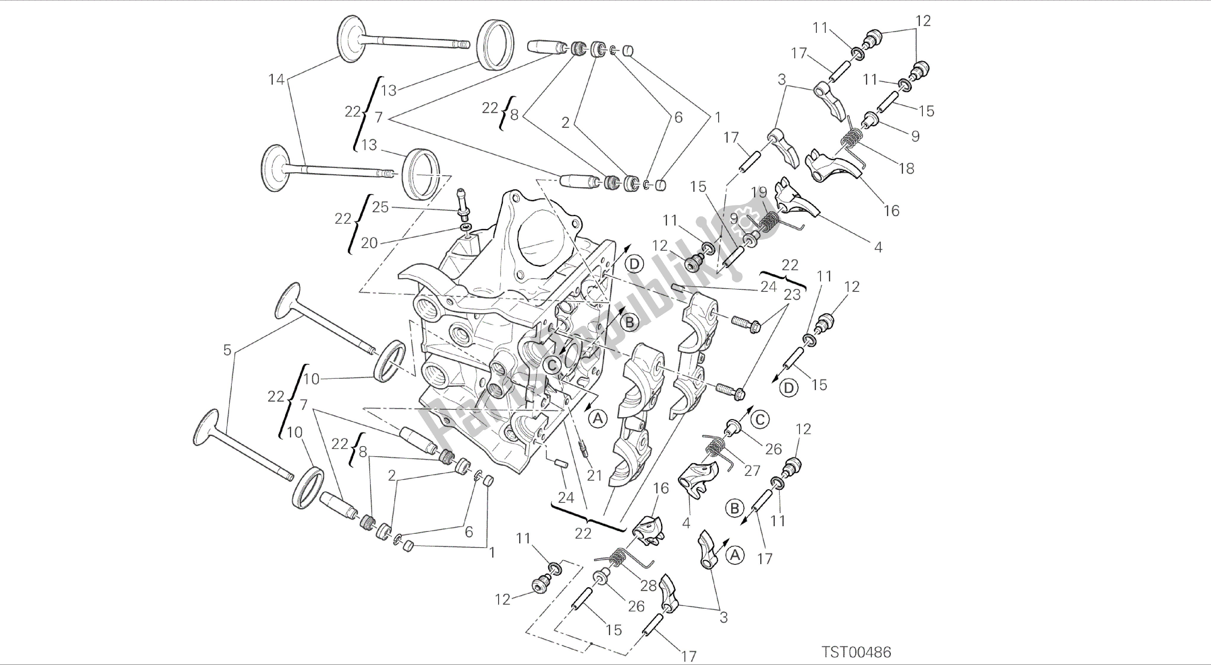 Todas las partes para Dibujo 015 - Cabezal Horizontal [mod: Hym; Xst: Aus, Chn, Eur, Fra, Jap, Tha, Twn] Motor De Grupo de Ducati Hypermotard 821 2014