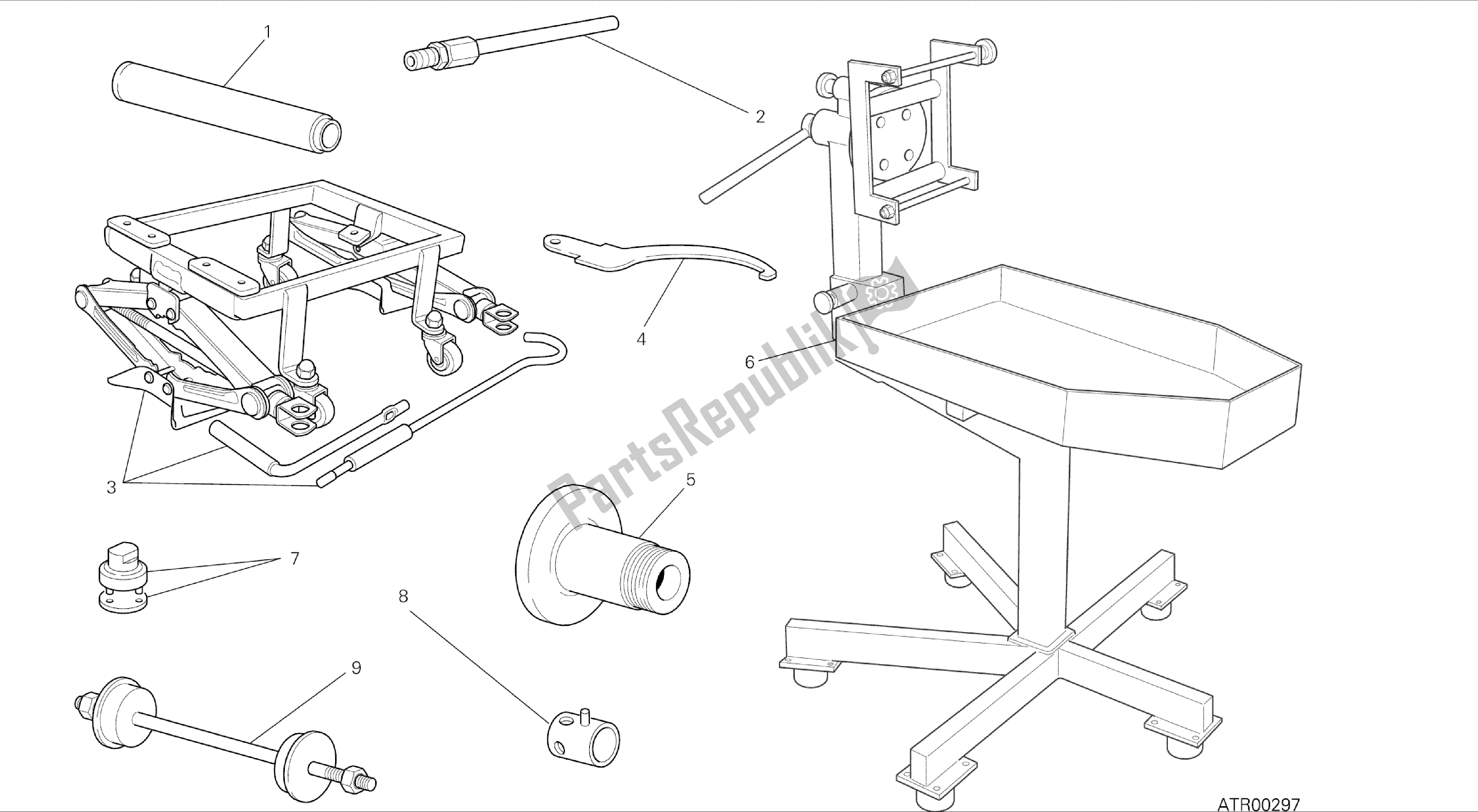 Todas las partes para Dibujo 01a - Herramientas De Servicio De Taller (marco) [mod: Hym; Xst: Aus, Chn, Eur, Fra, Jap, Tha, Twn] Herramientas De Grupo de Ducati Hypermotard 821 2014