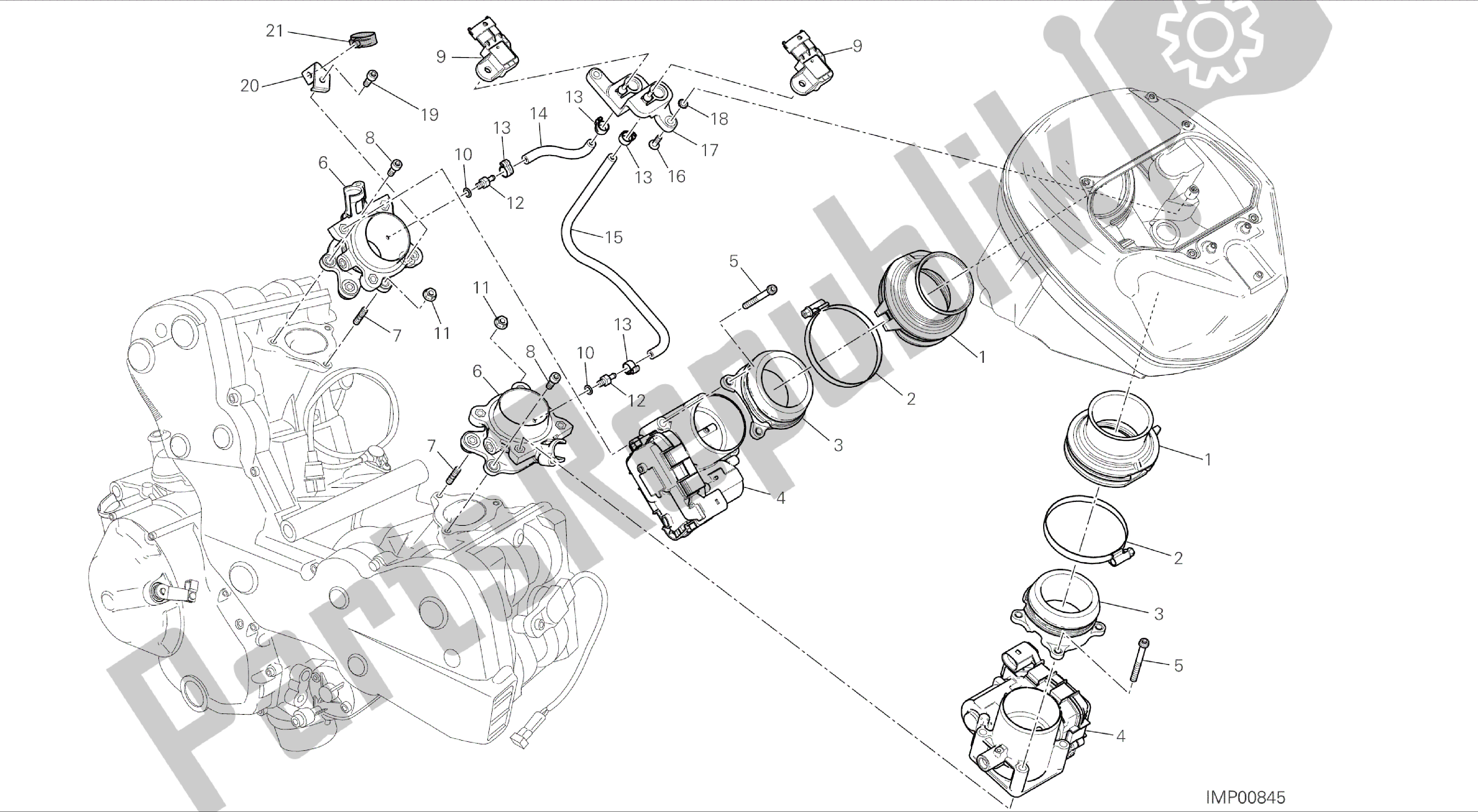 Todas las partes para Dibujo 016 - Cuerpo Del Acelerador [mod: Hym; Xst: Chn, Tha, Twn] Marco De Grupo de Ducati Hypermotard 821 2014