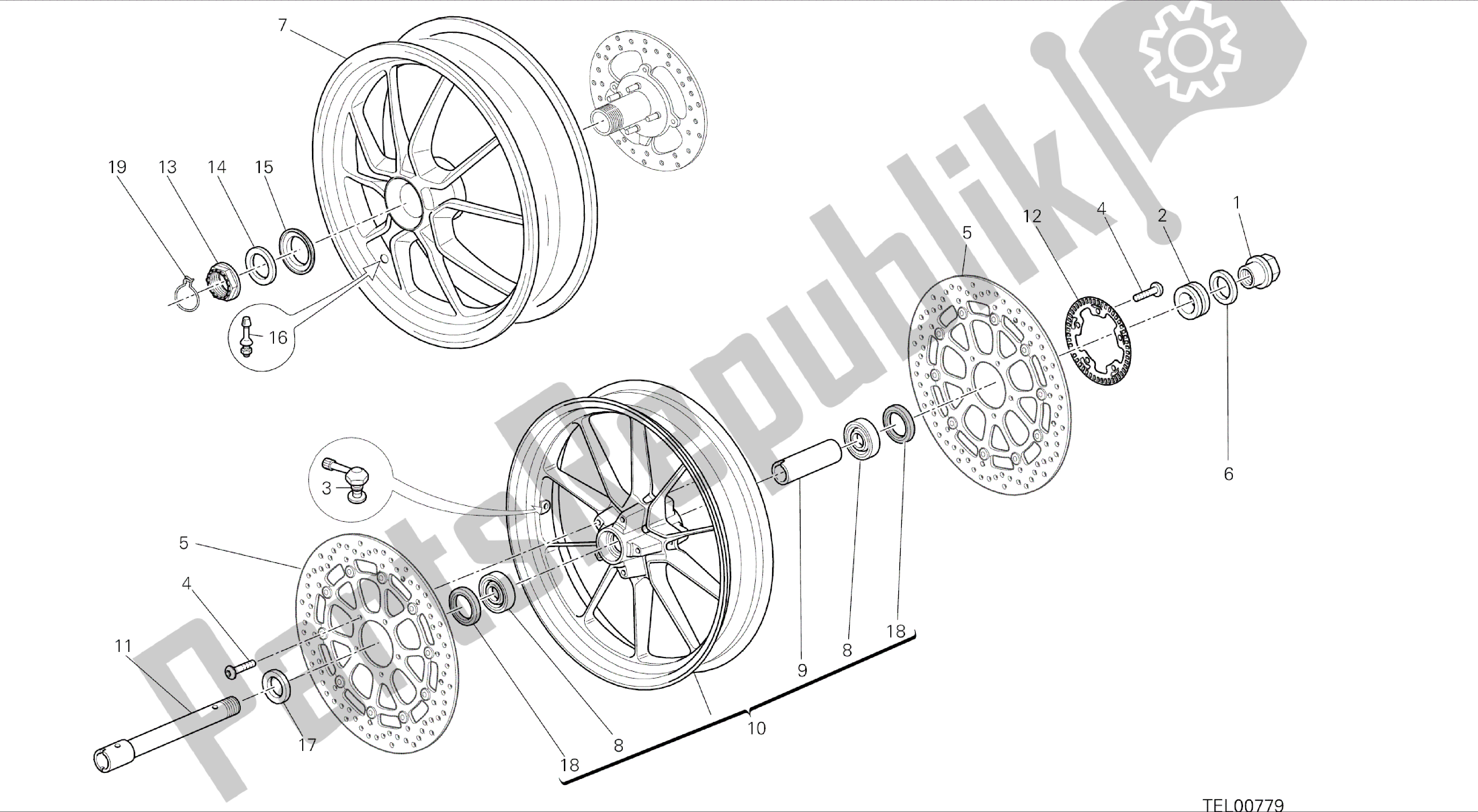 Wszystkie części do Rysunek 026 - Ruota Anteriore E Posteriore [mod: Hym; Xst: Aus, Chn, Eur, Fra, Jap, Tha, Twn] Ramka Grupy Ducati Hypermotard 821 2014