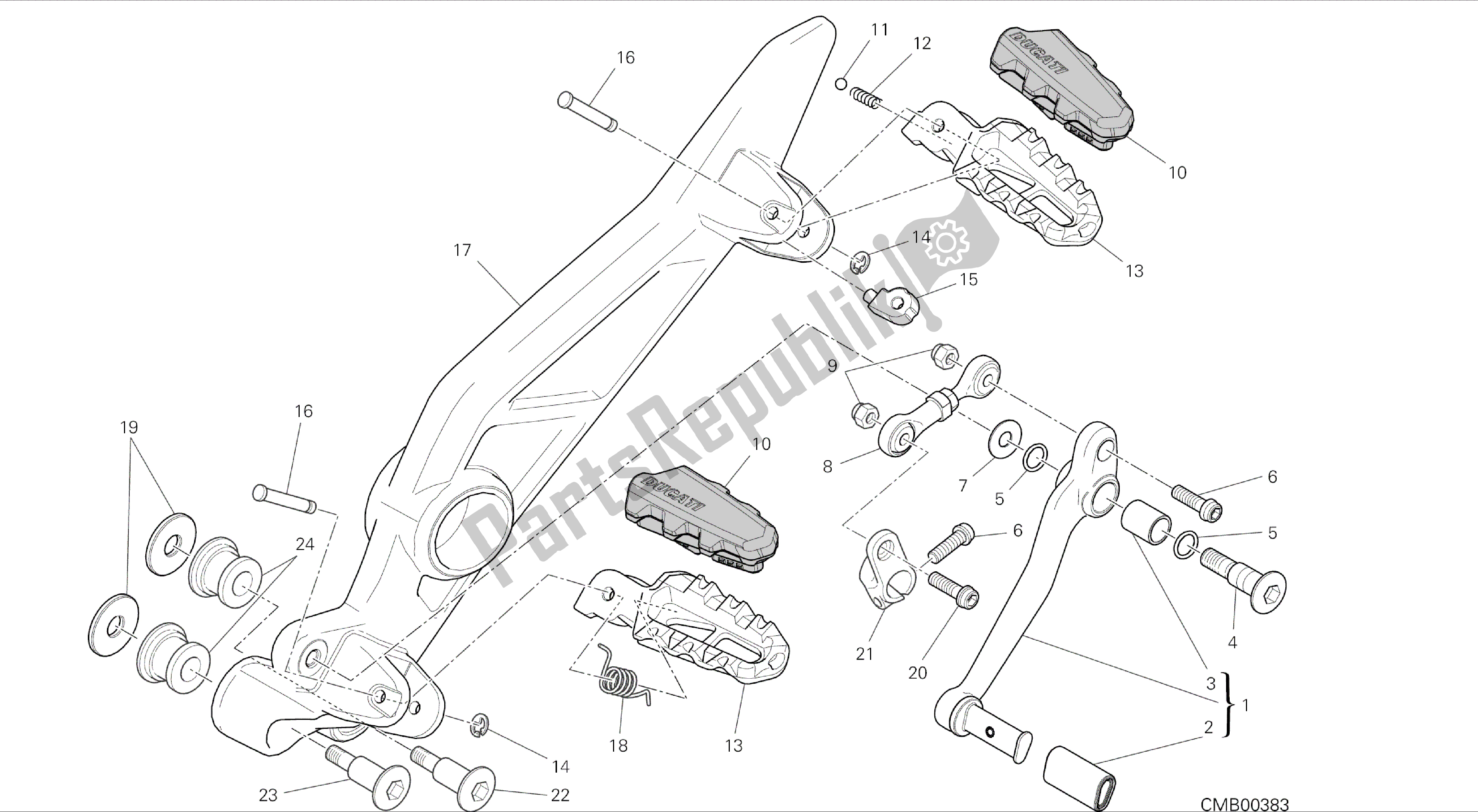 Todas las partes para Dibujo 027 - Reposapiés, Izquierda [mod: Hym; Xst: Aus, Chn, Eur, Fra, Jap, Tha, Twn] Marco De Grupo de Ducati Hypermotard 821 2014