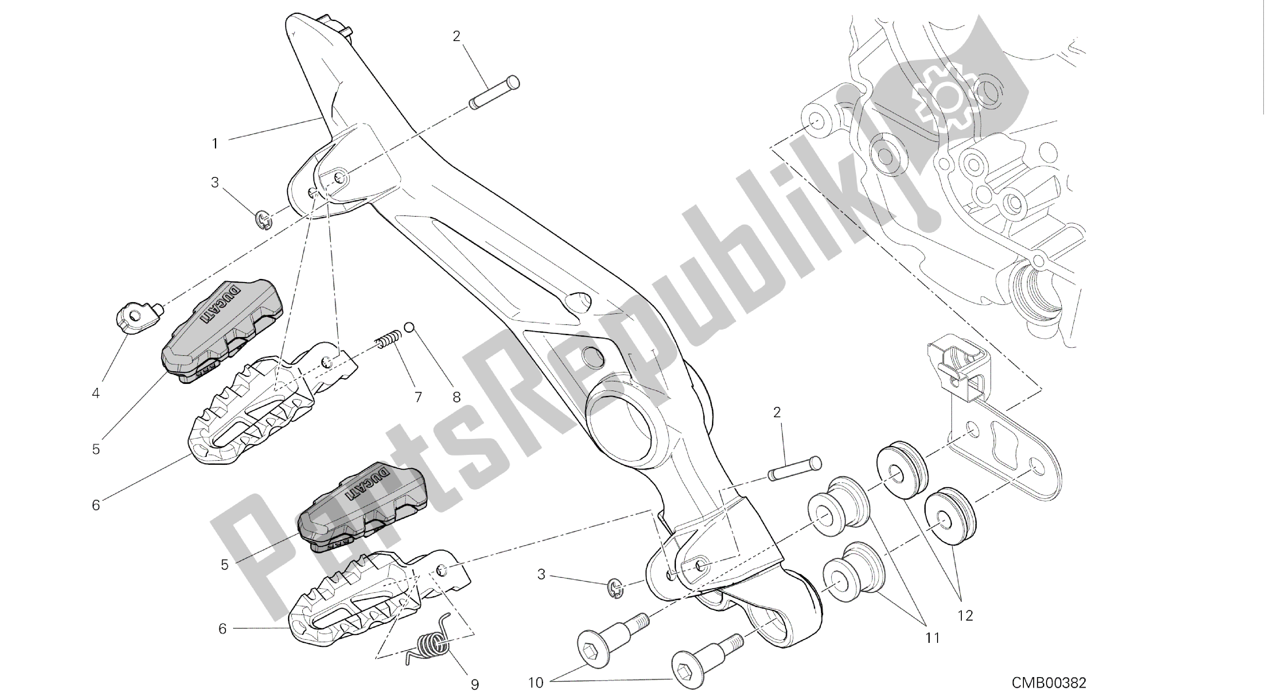 Toutes les pièces pour le Dessin 27a - Repose-pieds Droit [mod: Hym-sp; Xst: Aus, Eur, Fra, Jap, Twn] Cadre De Groupe du Ducati Hypermotard SP 821 2014