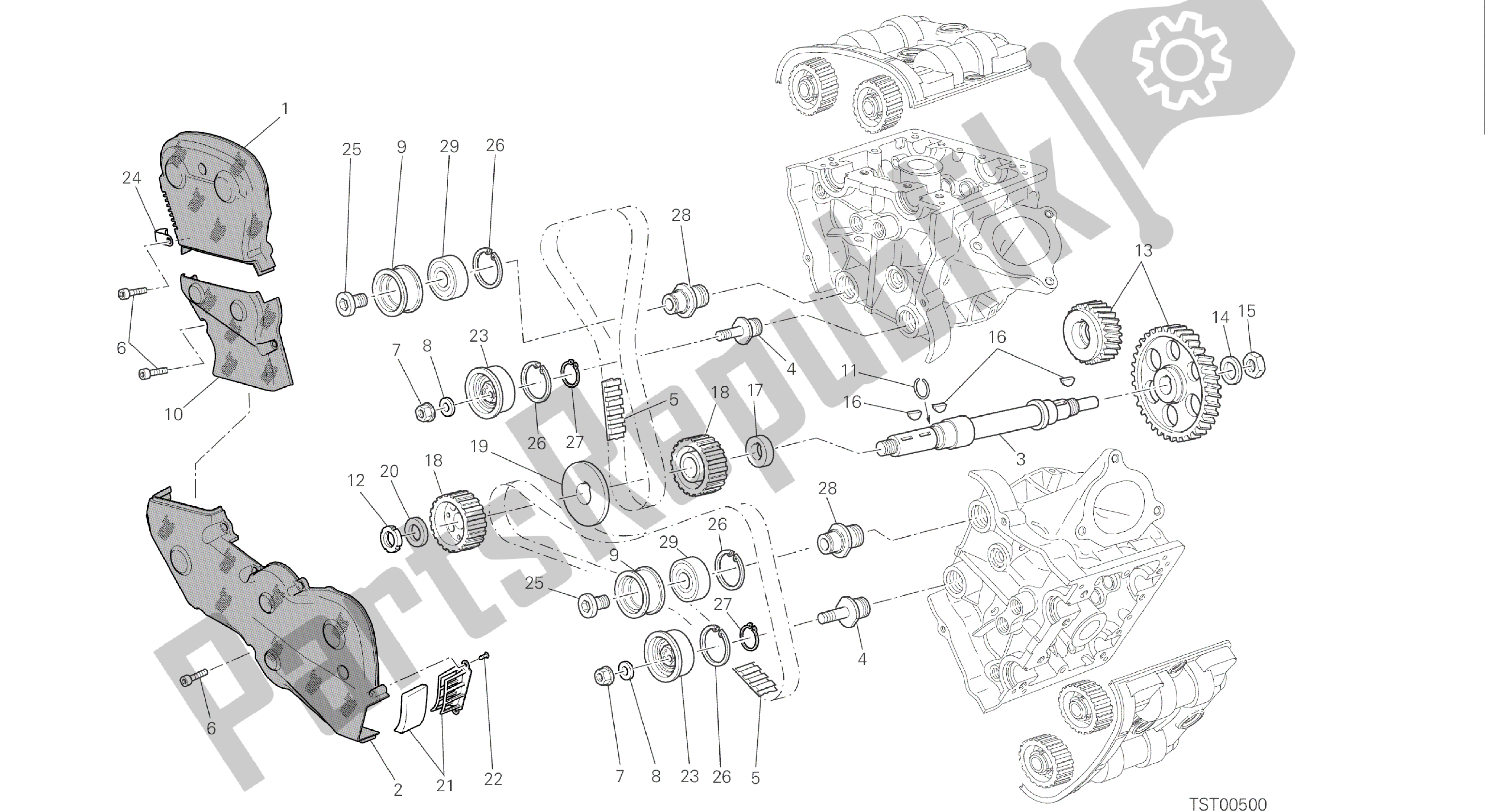 Todas as partes de Desenho 008 - Distribuzione [mod: Hym-sp; Xst: Aus, Eur, Fra, Jap, Twn] Motor De Grupo do Ducati Hypermotard SP 821 2014