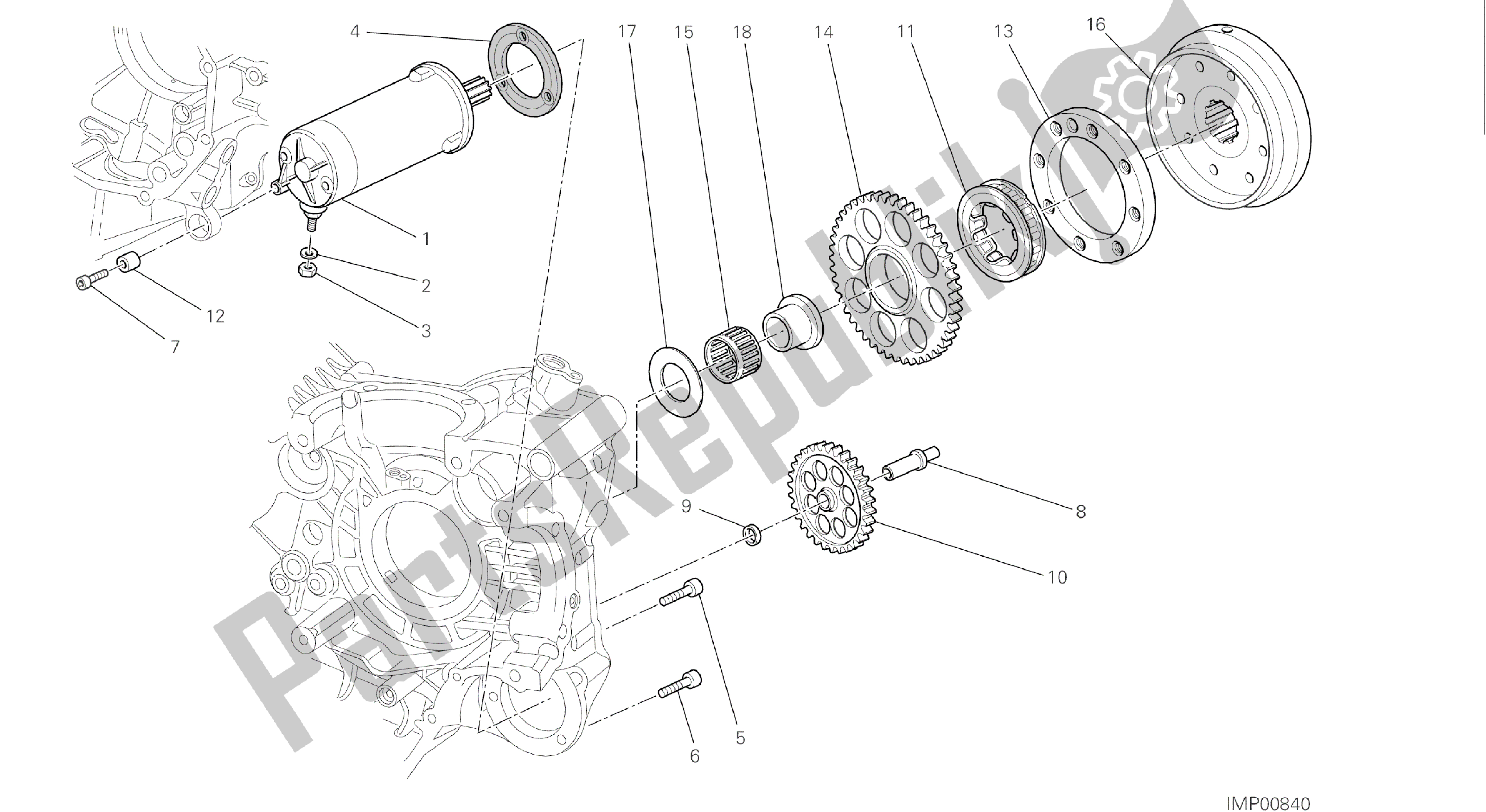 Todas las partes para Dibujo 012 - Arranque Eléctrico Y Encendido [mod: Hym-sp; Xst: Aus, Eur, Fra, Jap, Twn] Motor De Grupo de Ducati Hypermotard SP 821 2014