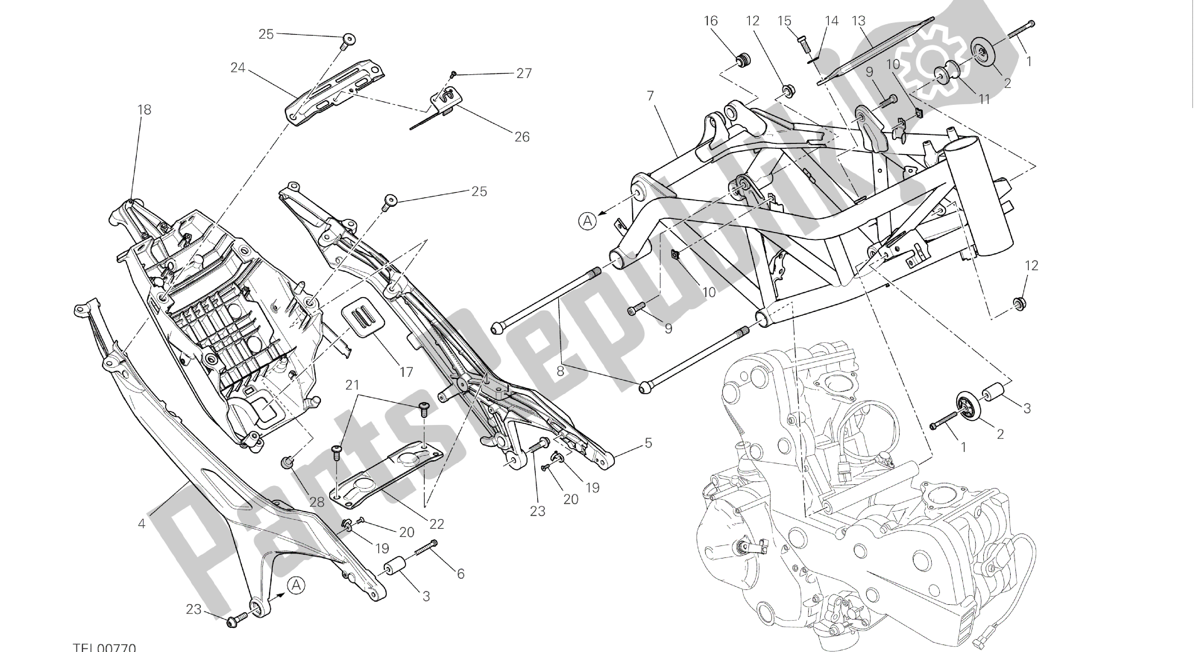 Todas as partes de Desenho 022 - Quadro [mod: Hym-sp; Xst: Aus, Eur, Fra, Jap, Twn] Quadro De Grupo do Ducati Hypermotard SP 821 2014