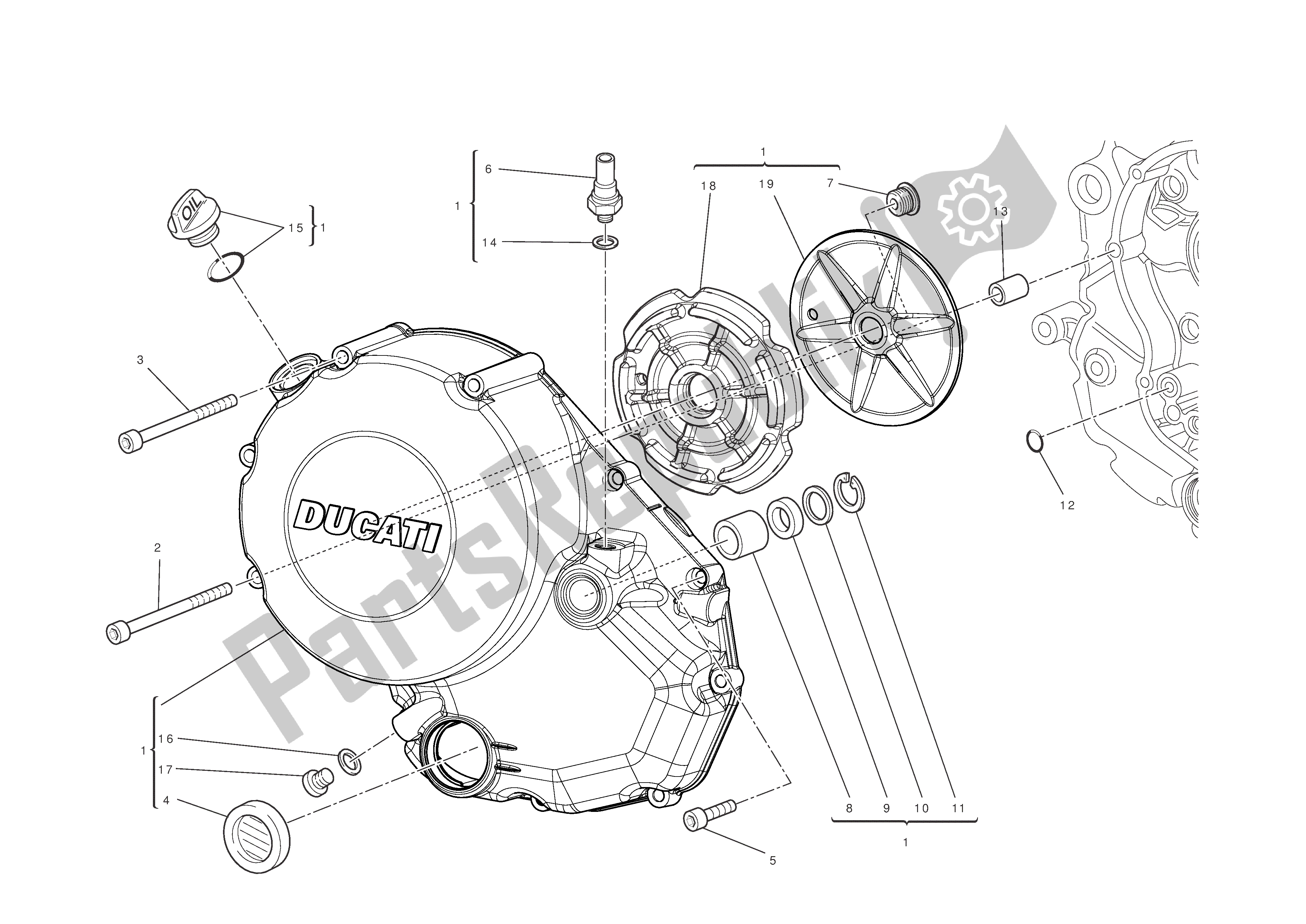 Todas las partes para Tapa Del Cárter Del Lado Del Embrague de Ducati Hypermotard 796 2010