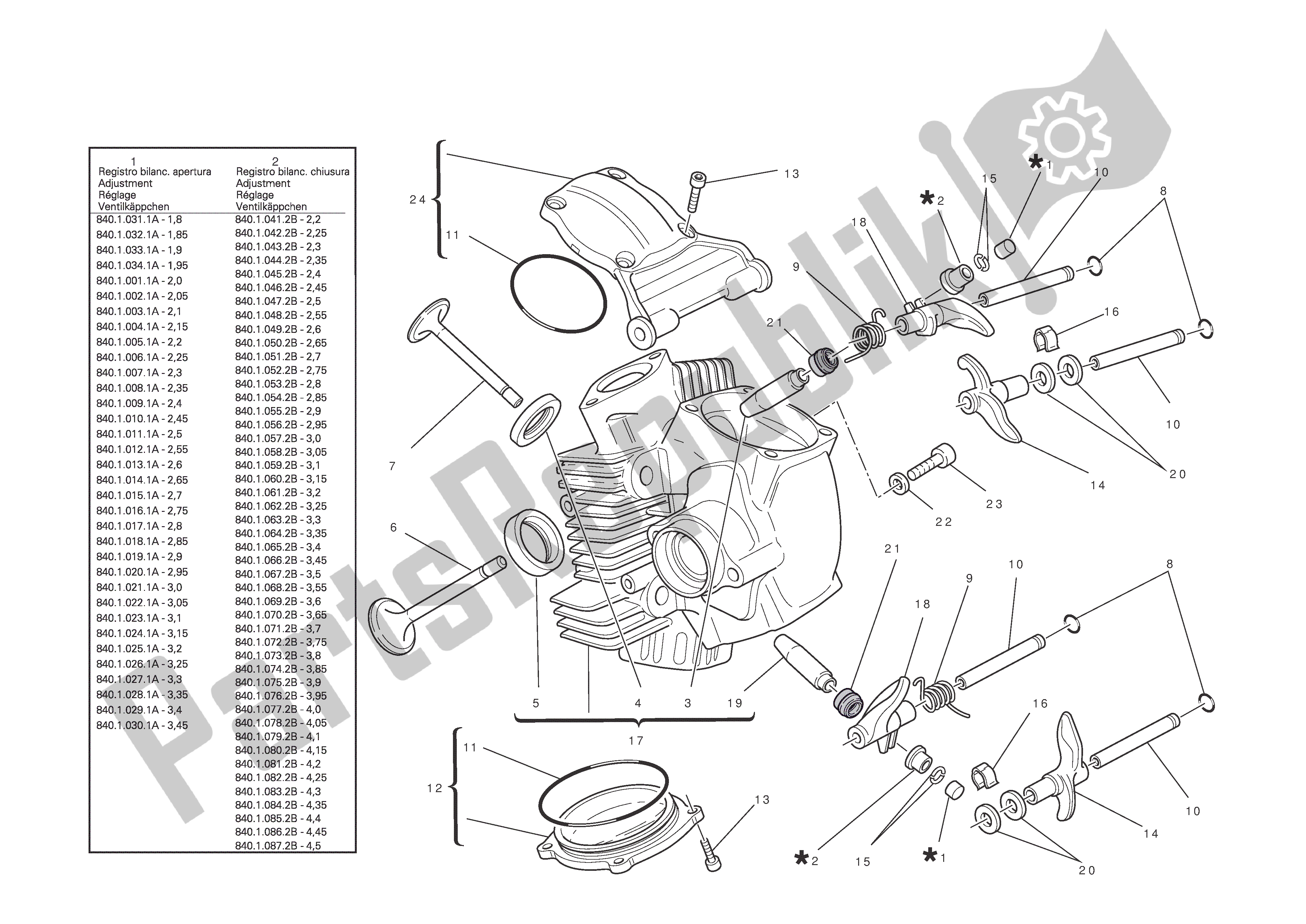 Tutte le parti per il Testata Orizzontale del Ducati Hypermotard 796 2010