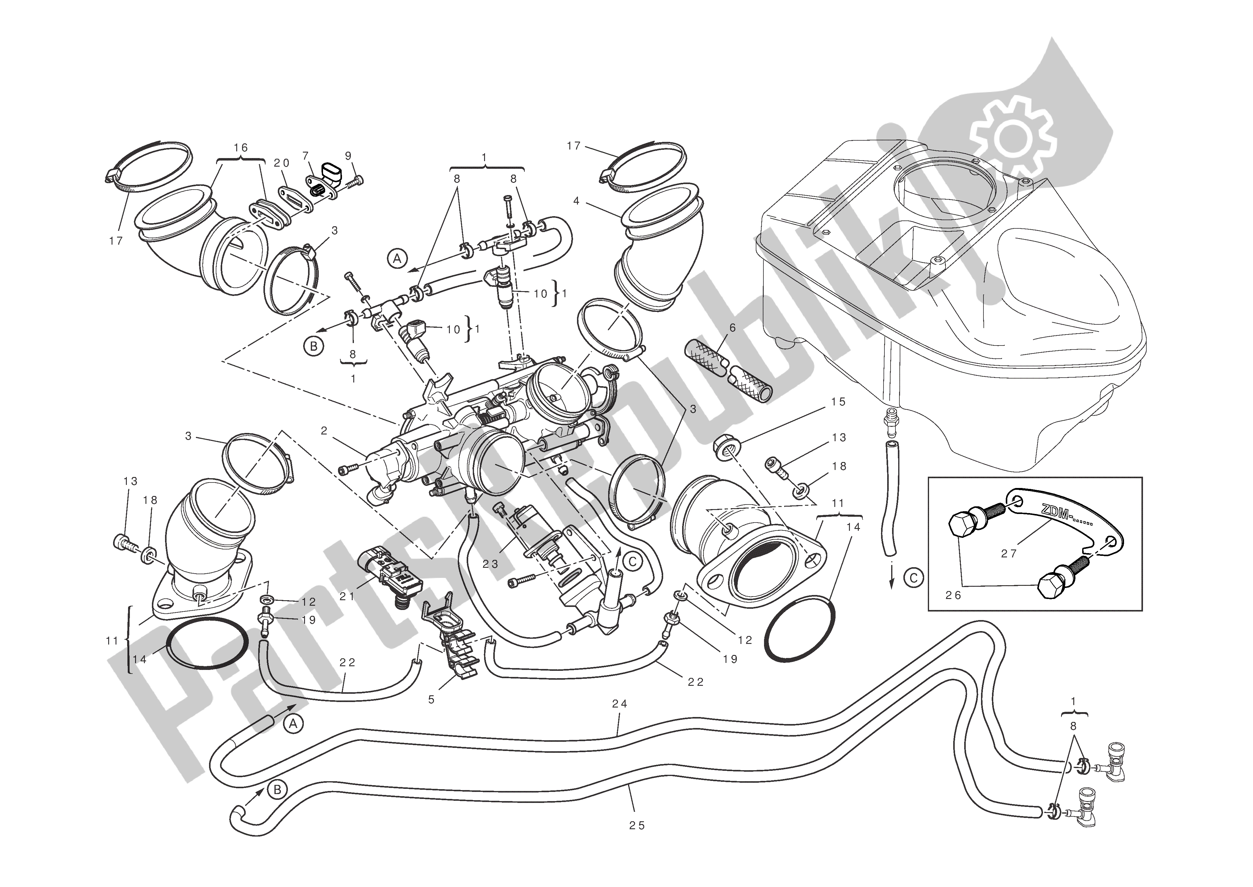Todas las partes para Colectores De Admisión de Ducati Hypermotard 796 2010