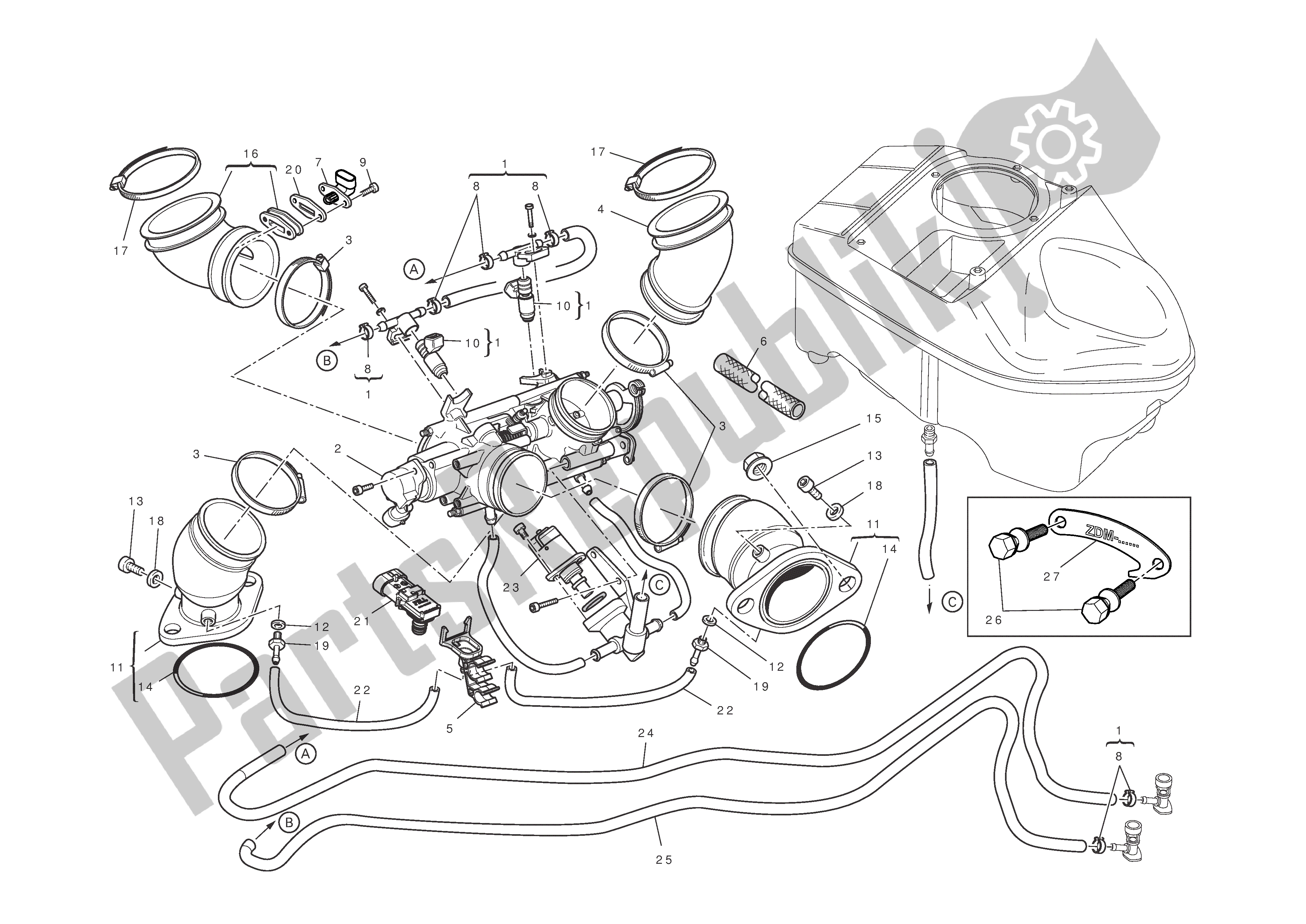 Tutte le parti per il Collettori Di Aspirazione del Ducati Hypermotard 796 2010