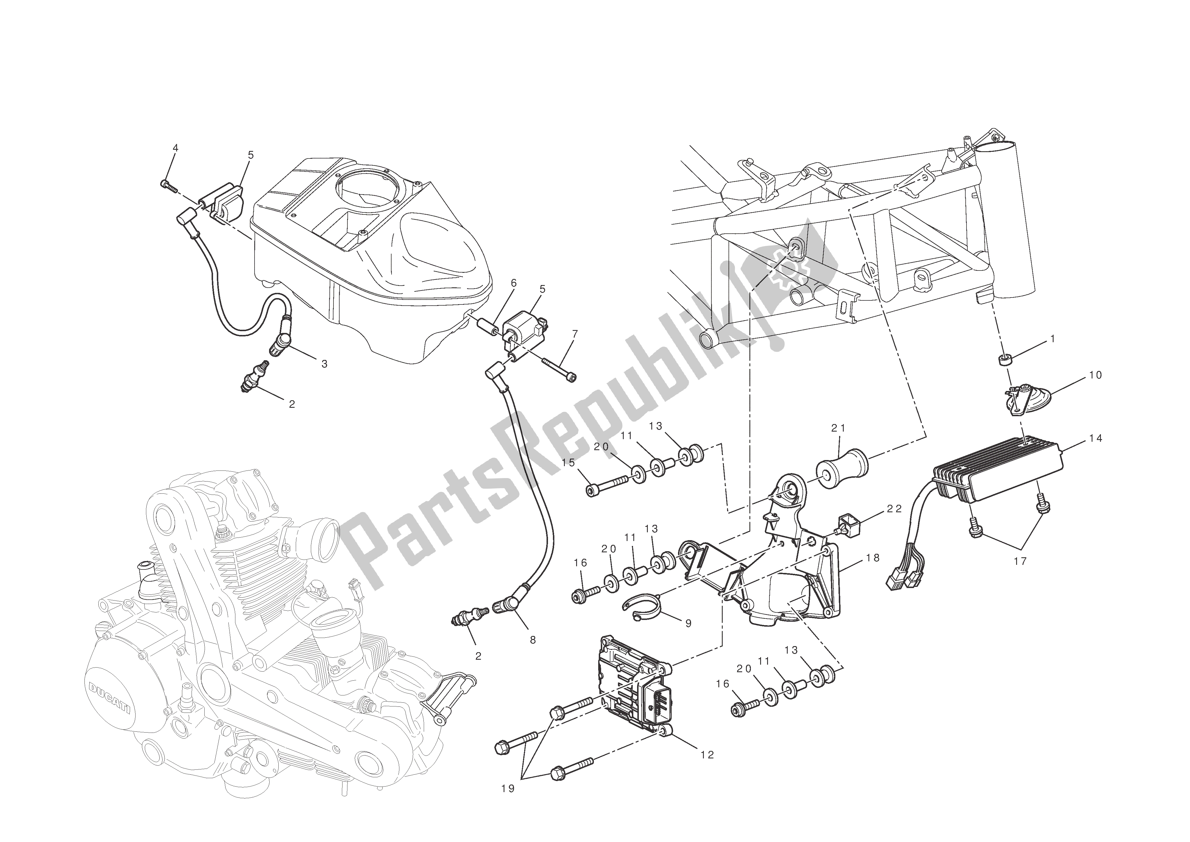 Tutte le parti per il Sistema Elettrico del Ducati Hypermotard 796 2010