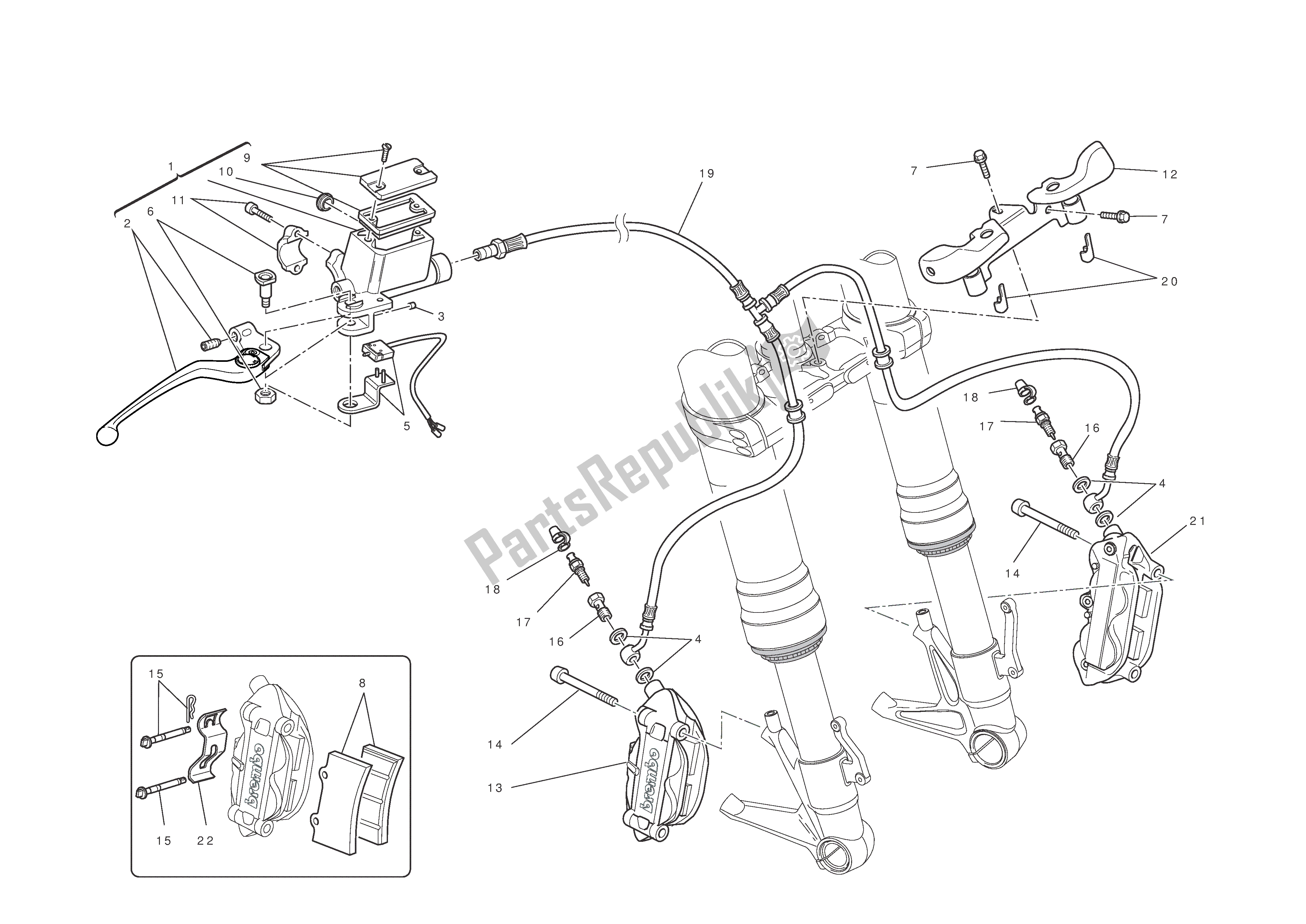Todas las partes para Freno Frontal de Ducati Hypermotard 796 2010