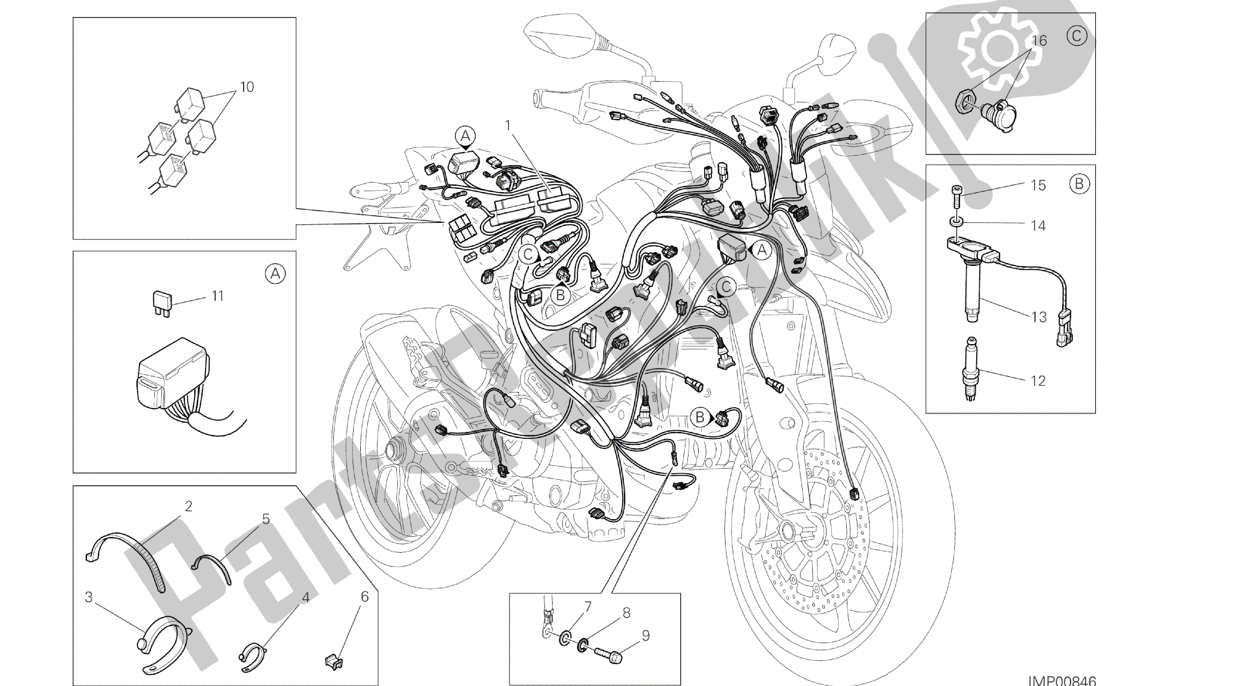Todas las partes para Dibujo 018 - Mazo De Cables [mod: Hypstr; Xst: Aus, Chn, Eur, Fra, Jap, Tha, Twn] Grupo Eléctrico de Ducati Hypermotard 821 2014
