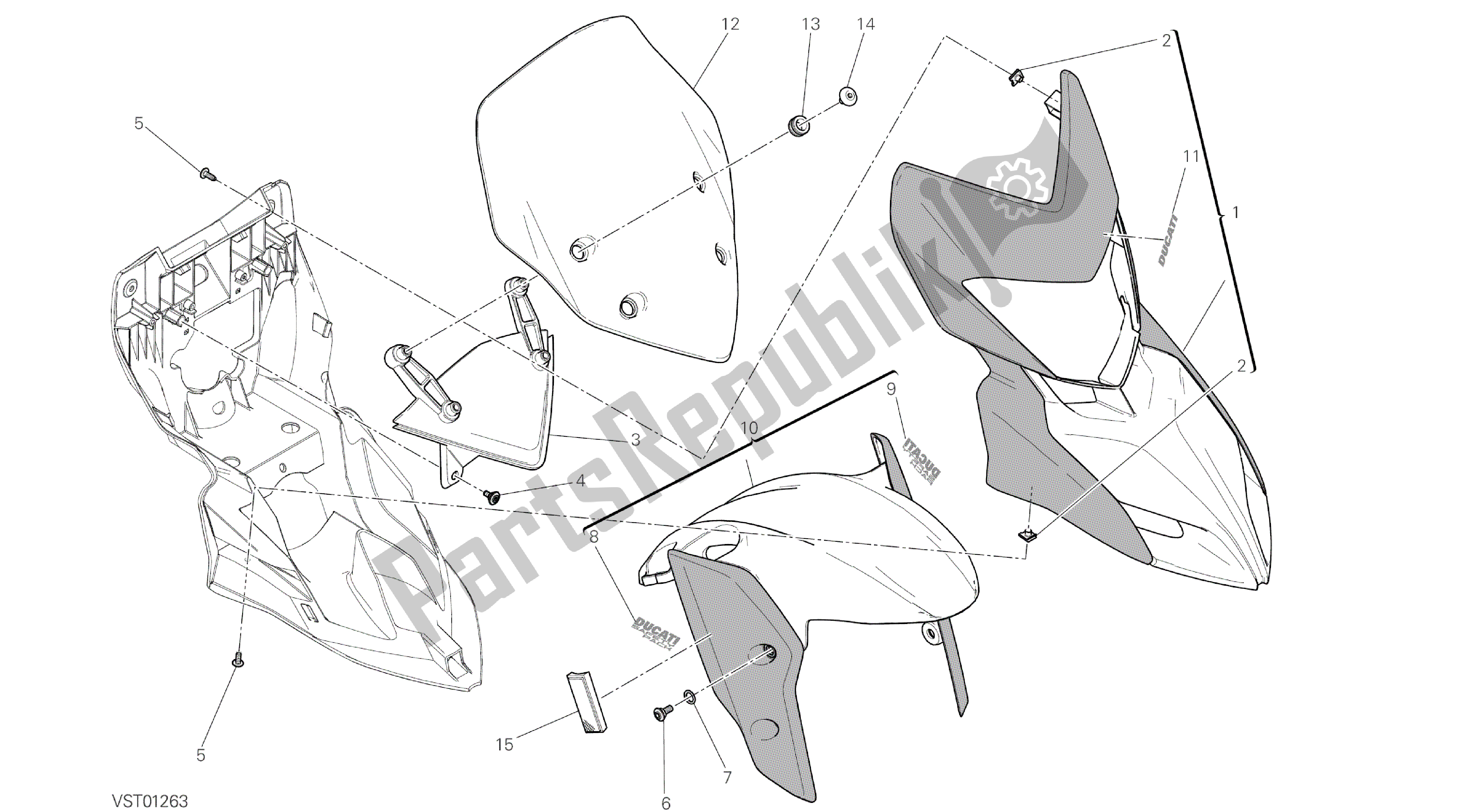 Alle onderdelen voor de Tekening 034 - Motorkap [mod: Hyp Str; Xst: Chn] Groepsframe van de Ducati Hypermotard 821 2014