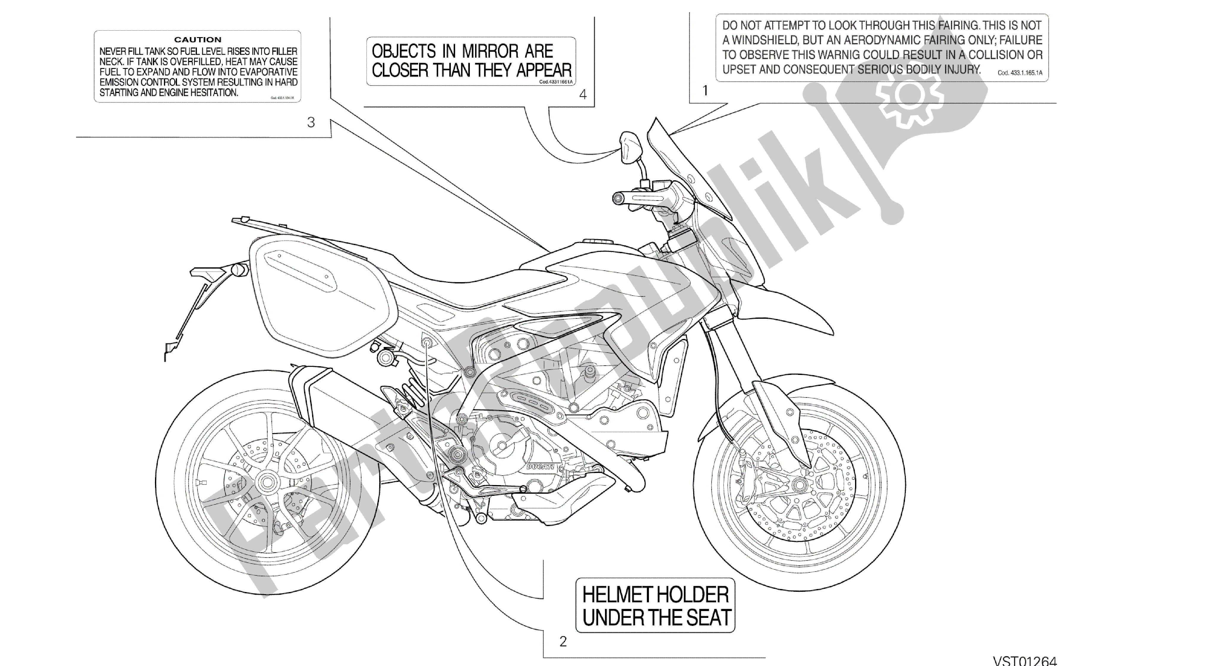 Todas las partes para Dibujo 037 - Posizionamento Targhette [mod: Hyp Str; Xst: Chn] Fotograma De Grupo de Ducati Hypermotard 821 2014