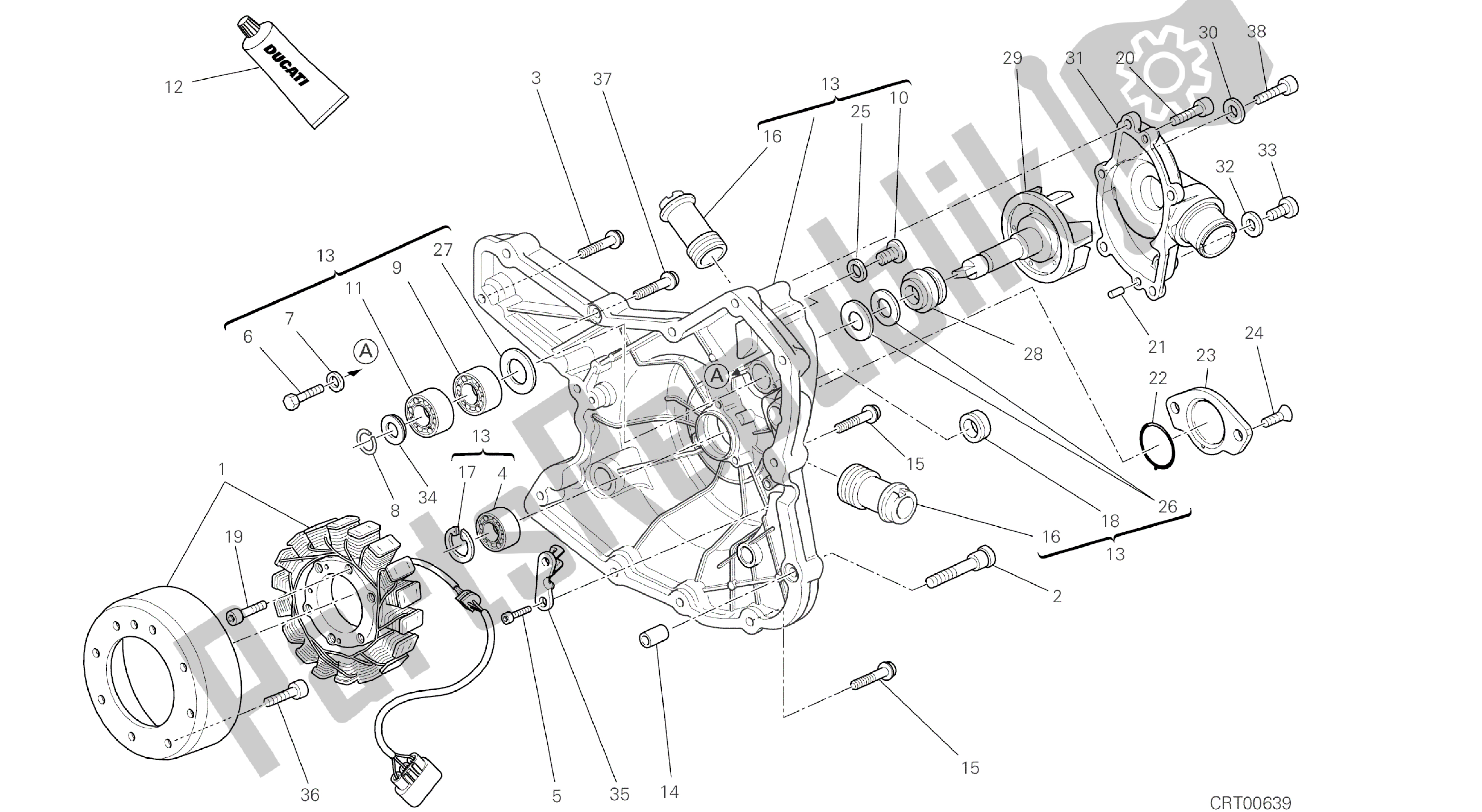 Todas las partes para Dibujo 011 - Cubierta Del Generador [mod: Hypstr; Xst: Aus, Chn, Eur, Fra, Jap, Tha, Twn] Motor De Grupo de Ducati Hypermotard 821 2014