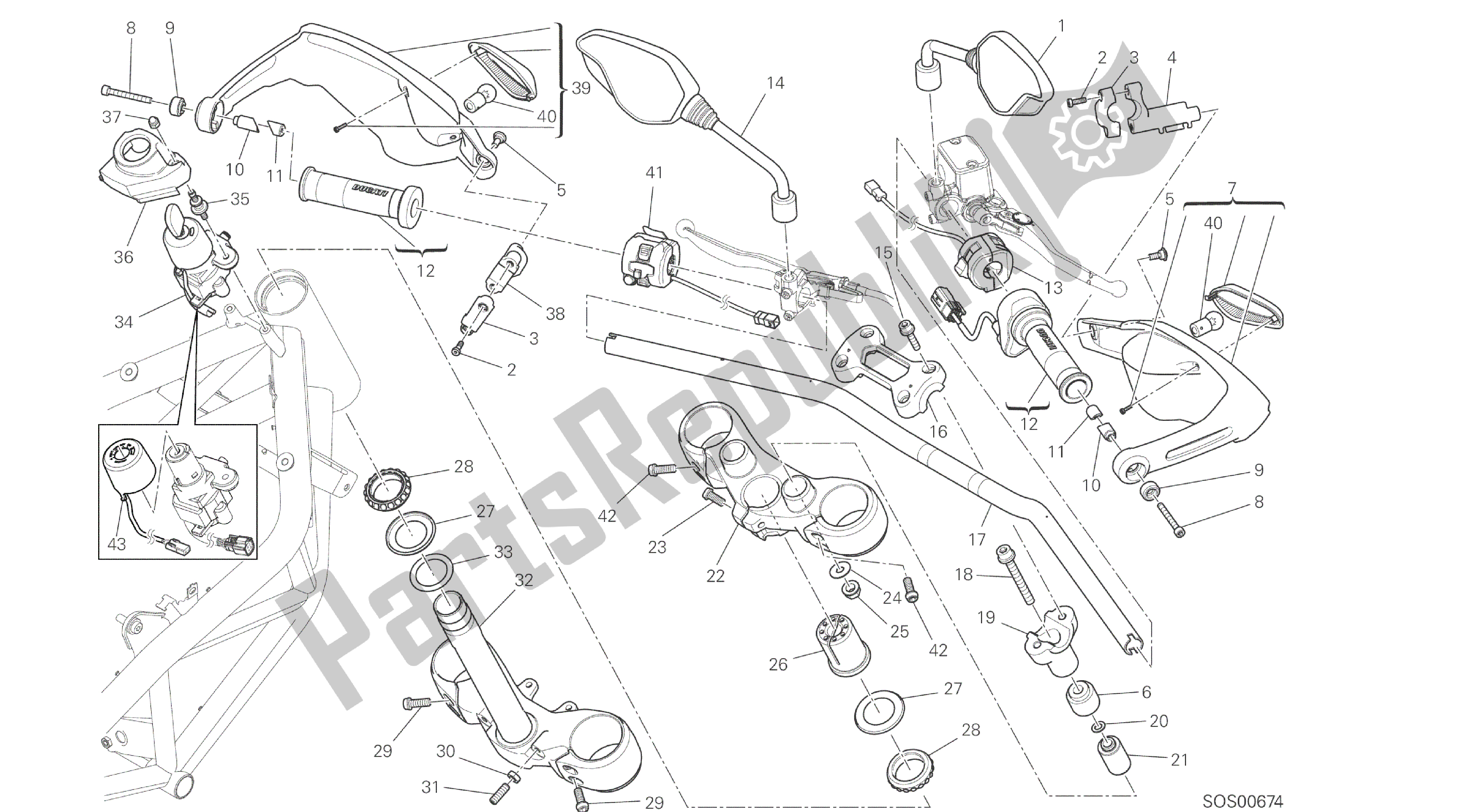 Wszystkie części do Rysunek 021 - Kierownica I Sterowanie [mod: Hypstr; Xst: Aus, Chn, Eur, Fra, Jap, Tha, Twn] Ramka Grupy Ducati Hypermotard 821 2014