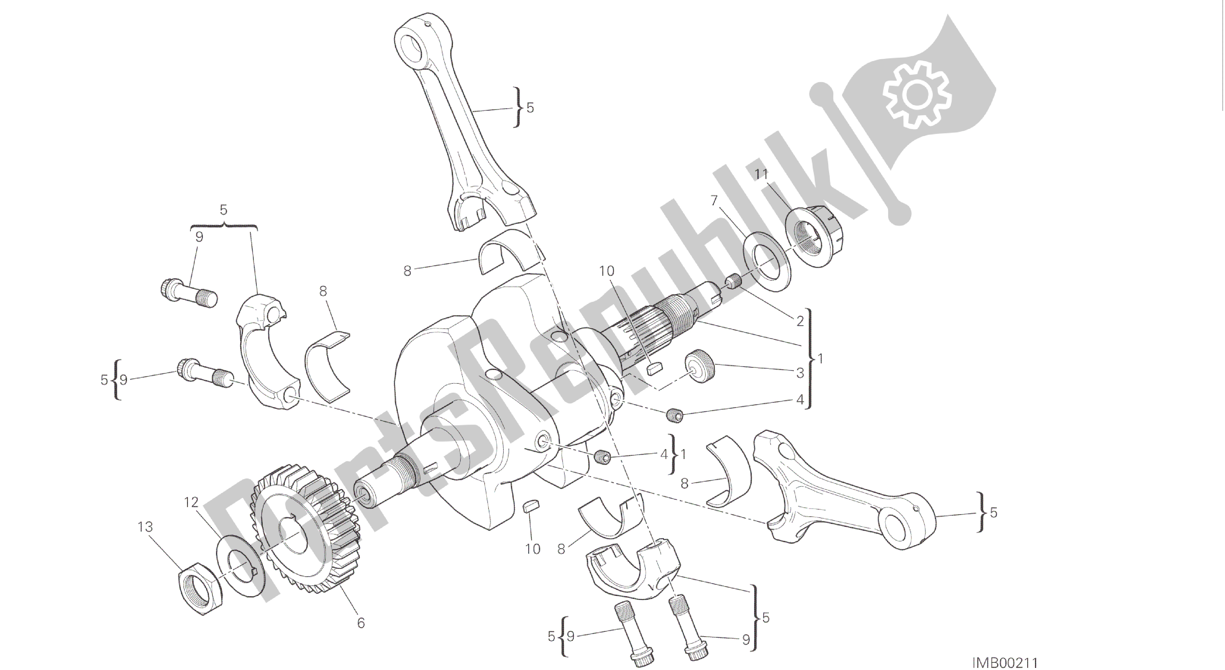 Tutte le parti per il Disegno 006 - Bielle [mod: Hyp Str; Xst: Aus, Eur, Fra, Jap, Twn] Gruppo Motore del Ducati Hypermotard 821 2015