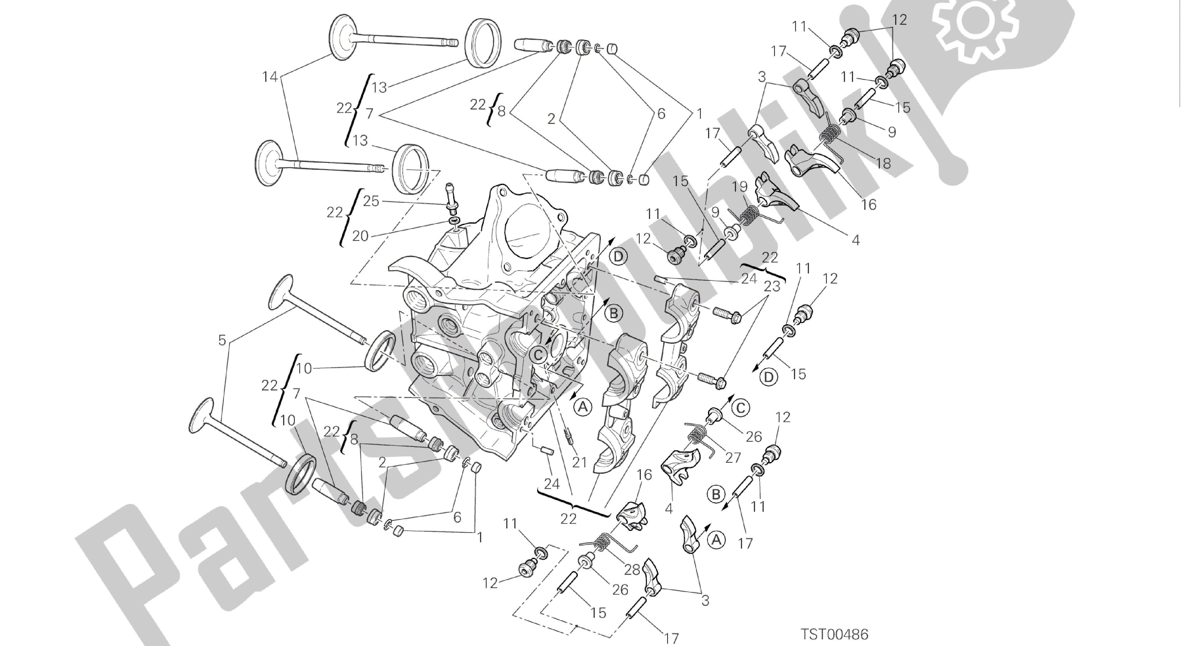 Wszystkie części do Rysunek 015 - G? Owica Pozioma [mod: Hyp Str; Xst: Aus, Eur, Fra, Jap, Twn] Grupa Silnik Ducati Hypermotard 821 2015