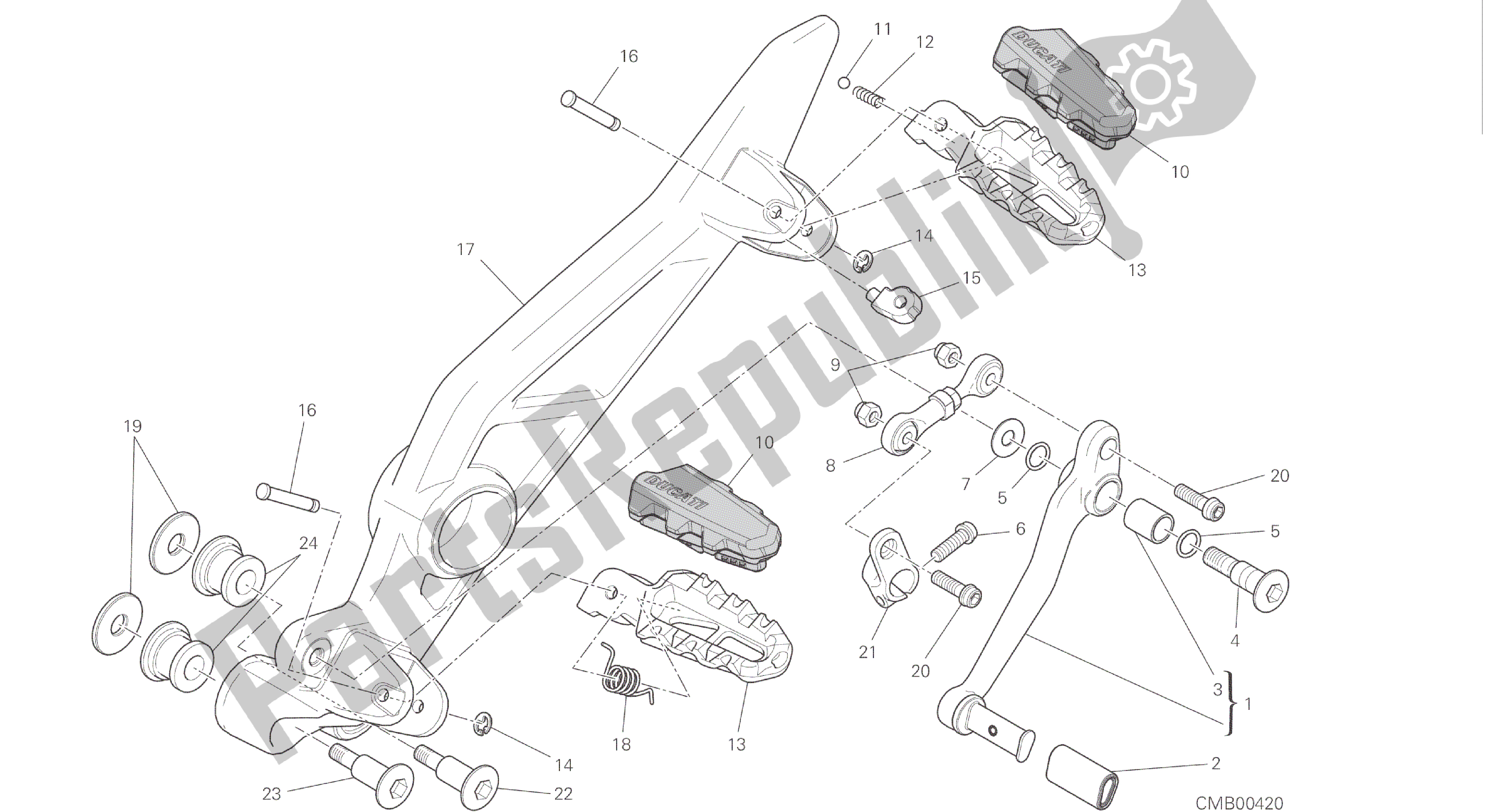 All parts for the Drawing 027 - Footrests, Left [mod:hyp Str;xst:aus,eur,fra,jap,twn]group Frame of the Ducati Hypermotard 821 2015