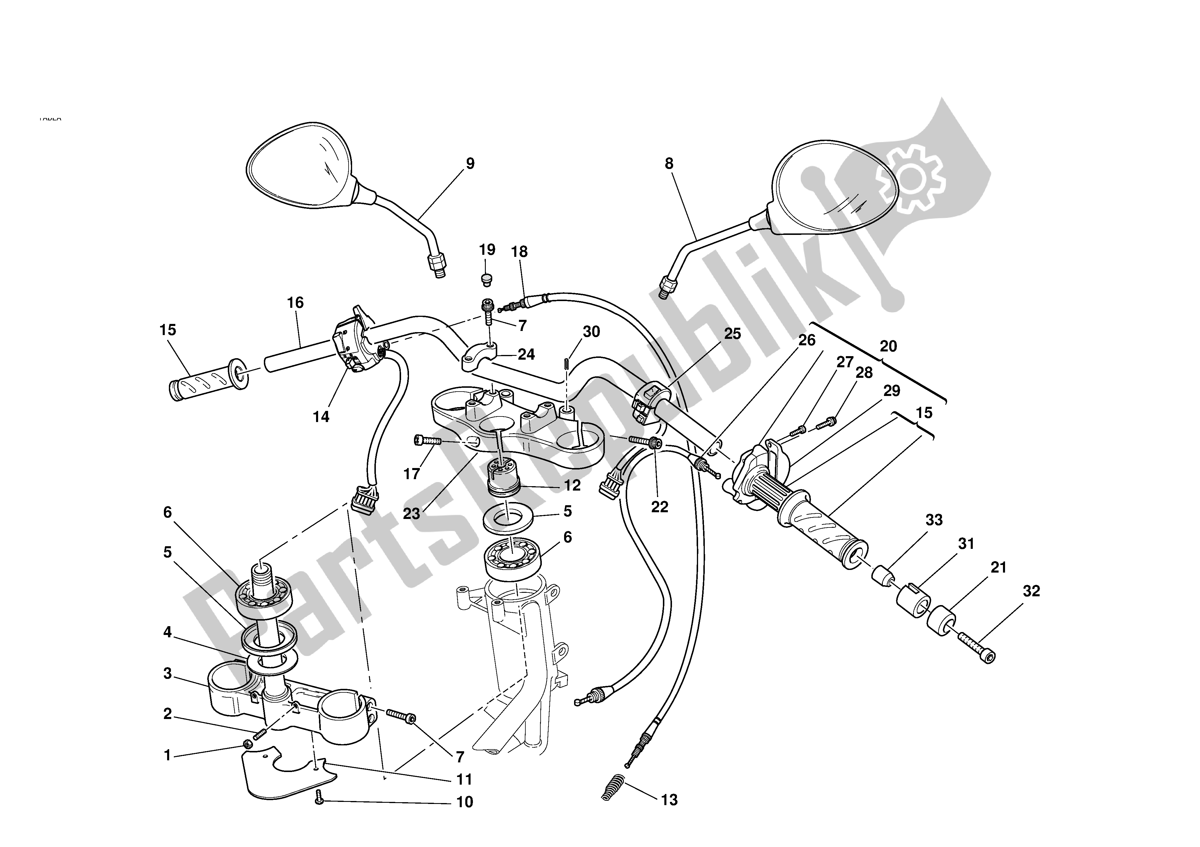 Tutte le parti per il Manubrio E Comandi del Ducati Monster 1000 2004