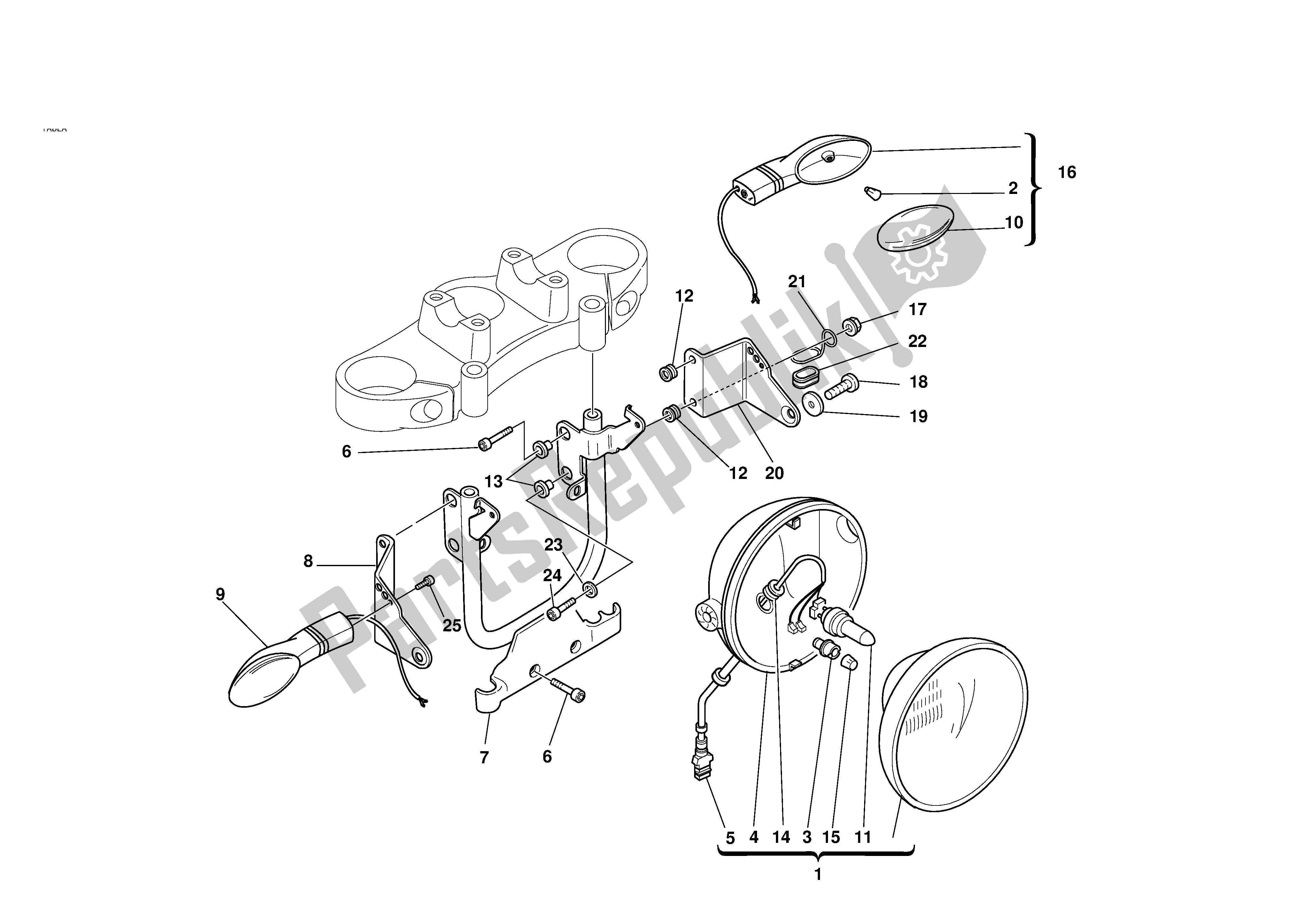 Todas las partes para Faro Delantero de Ducati Monster 1000 2004