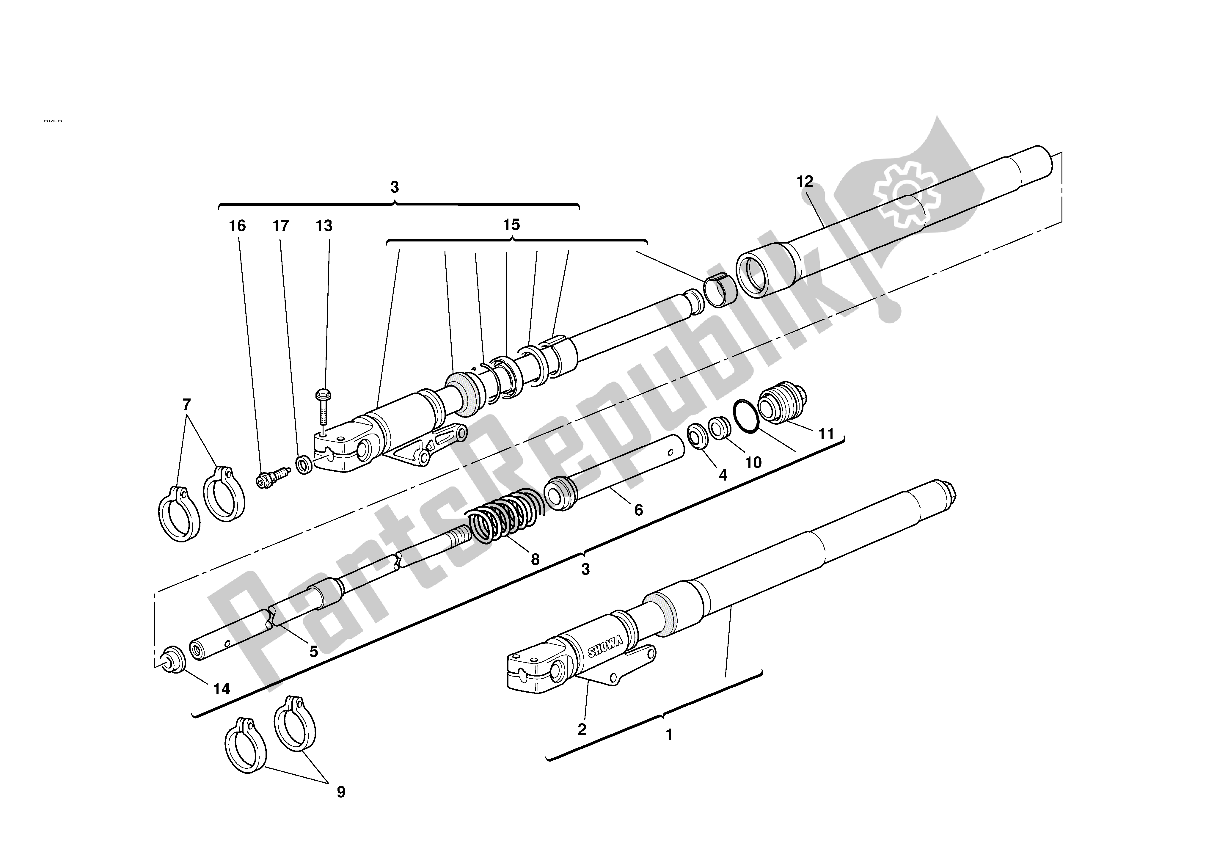 Tutte le parti per il Forcella Anteriore del Ducati Monster 1000 2004