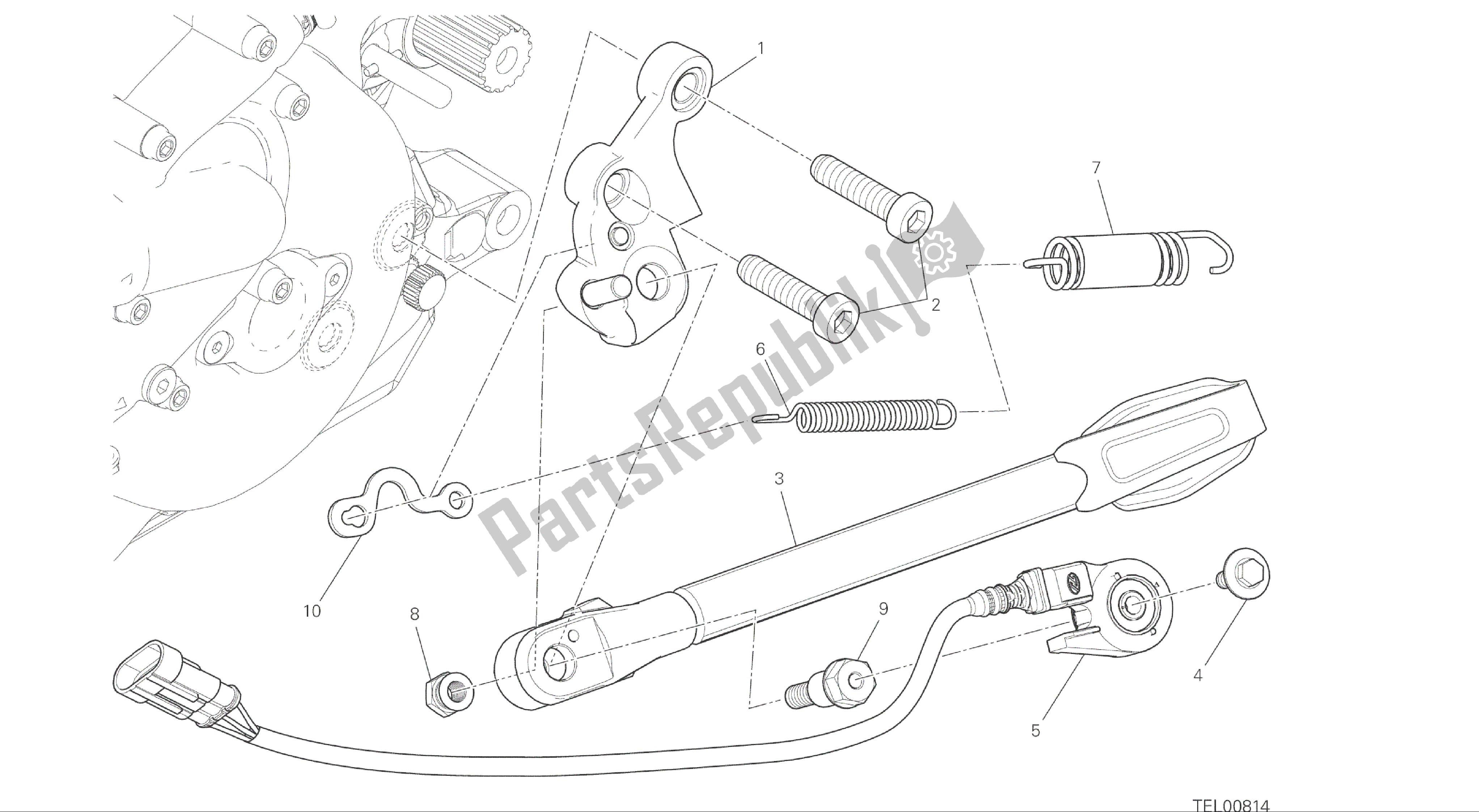 Todas las partes para Dibujo 22a - Bastidor De Grupo De Soporte Lateral [mod: M 1200] de Ducati Monster 1200 2015