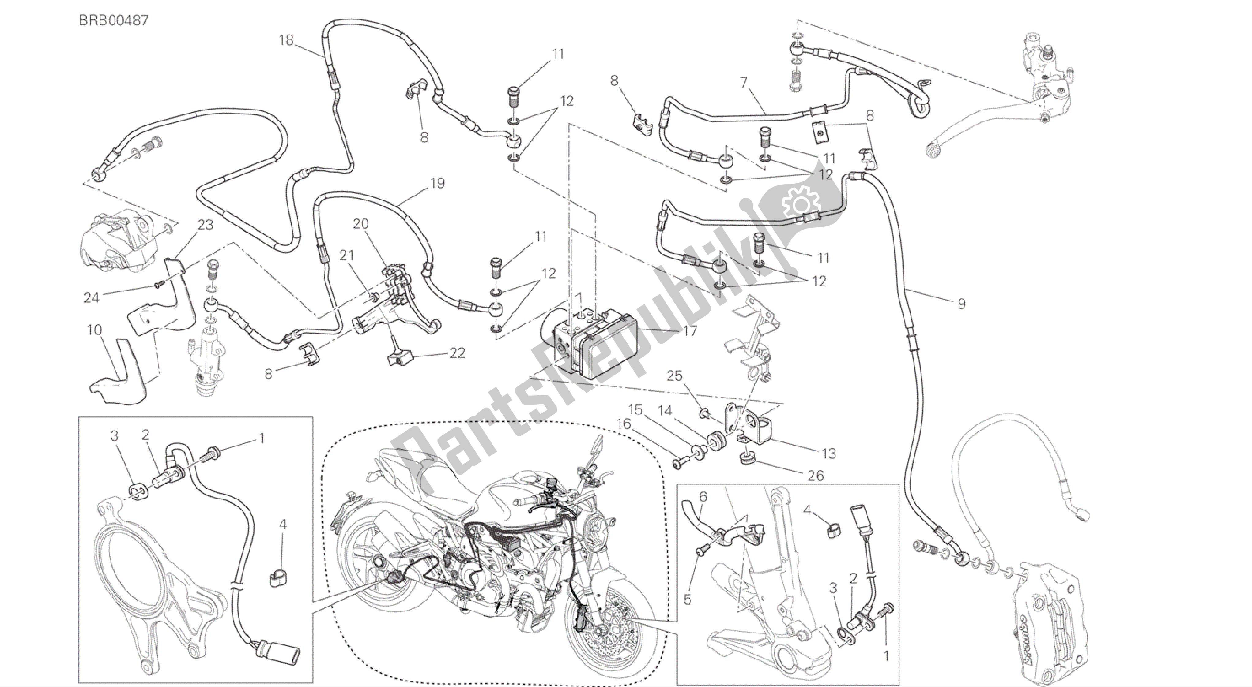 Todas las partes para Dibujo 24a - Sistema De Frenos Antibloqueo (abs) [mod: M 1200] Cuadro De Grupo de Ducati Monster 1200 2015