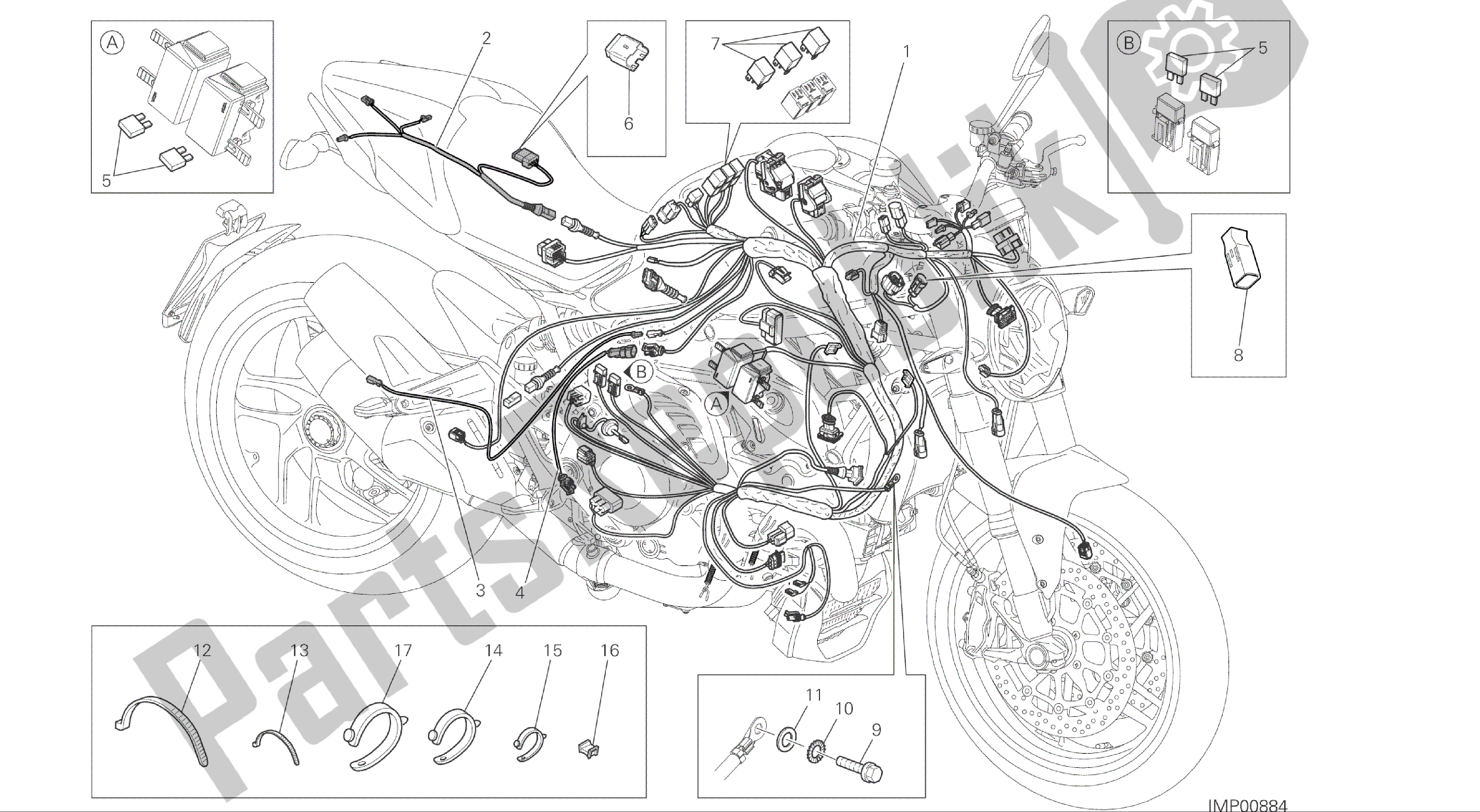 Todas las partes para Dibujo 18b - Mazo De Cables [mod: M 1200] Grupo Eléctrico de Ducati Monster 1200 2015
