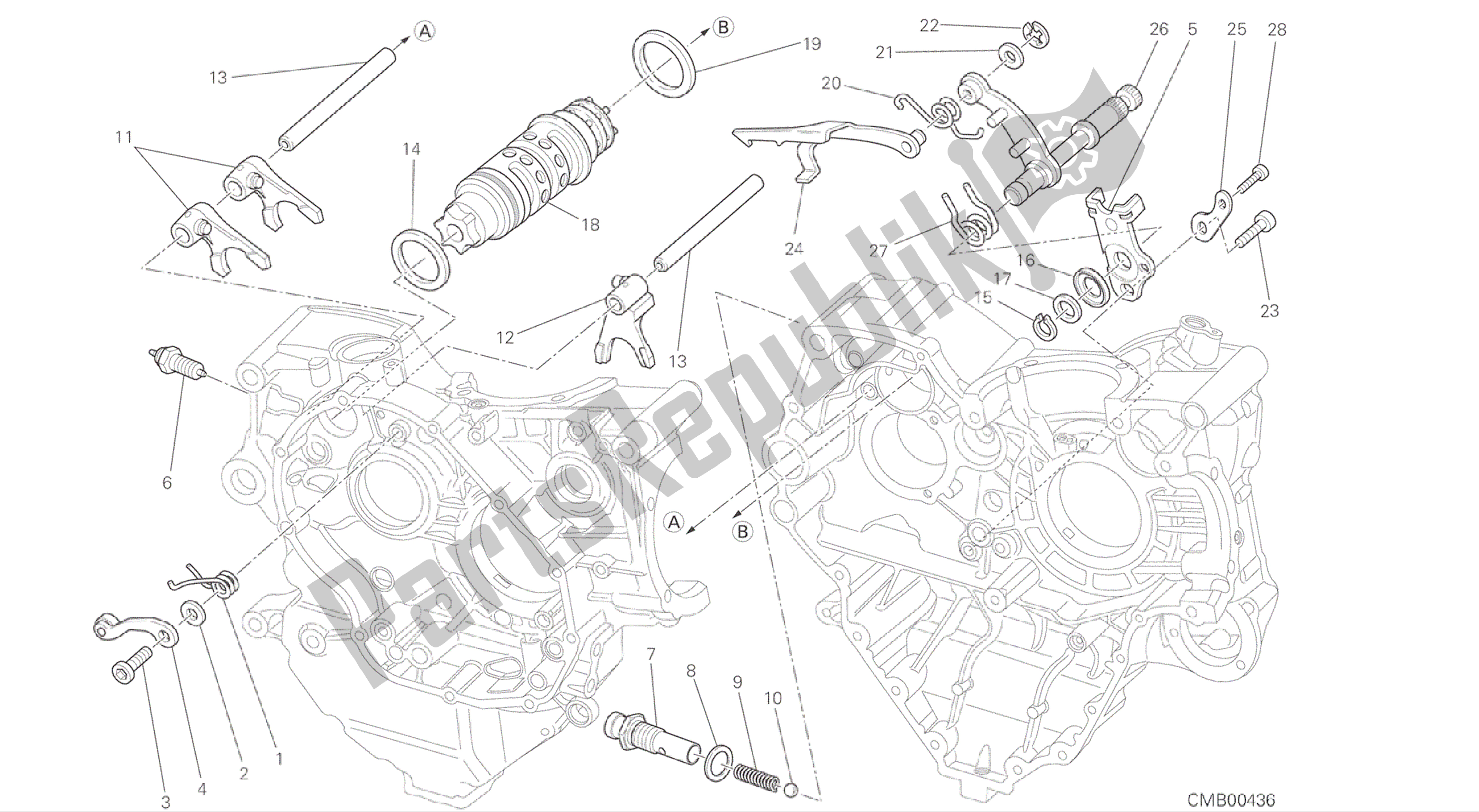 Todas las partes para Dibujo 002 - Leva De Cambio - Horquilla [mod: M 1200] Motor De Grupo de Ducati Monster 1200 2015