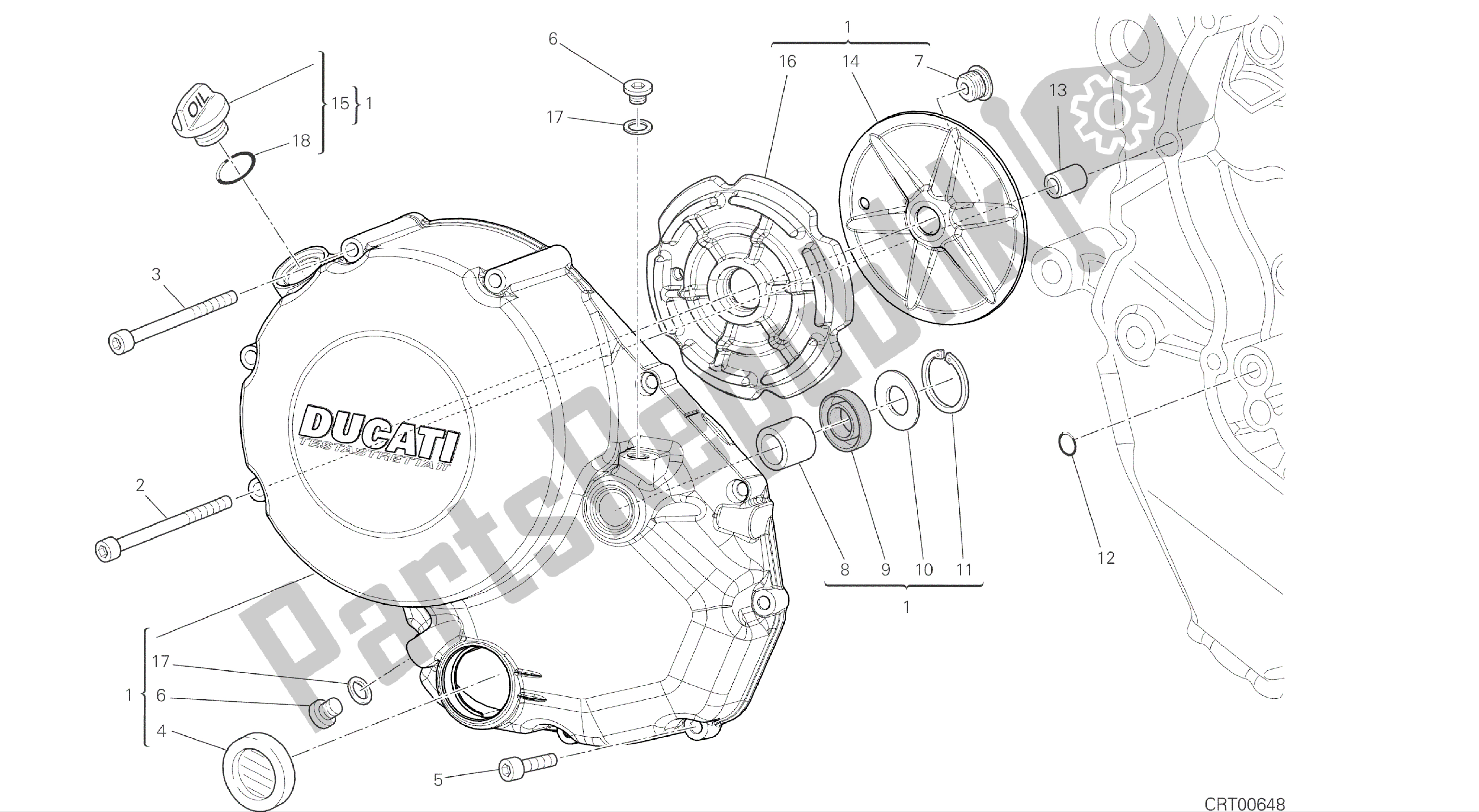 Todas las partes para Dibujo 005 - Cubierta Del Embrague [mod: M 1200] Motor De Grupo de Ducati Monster 1200 2015