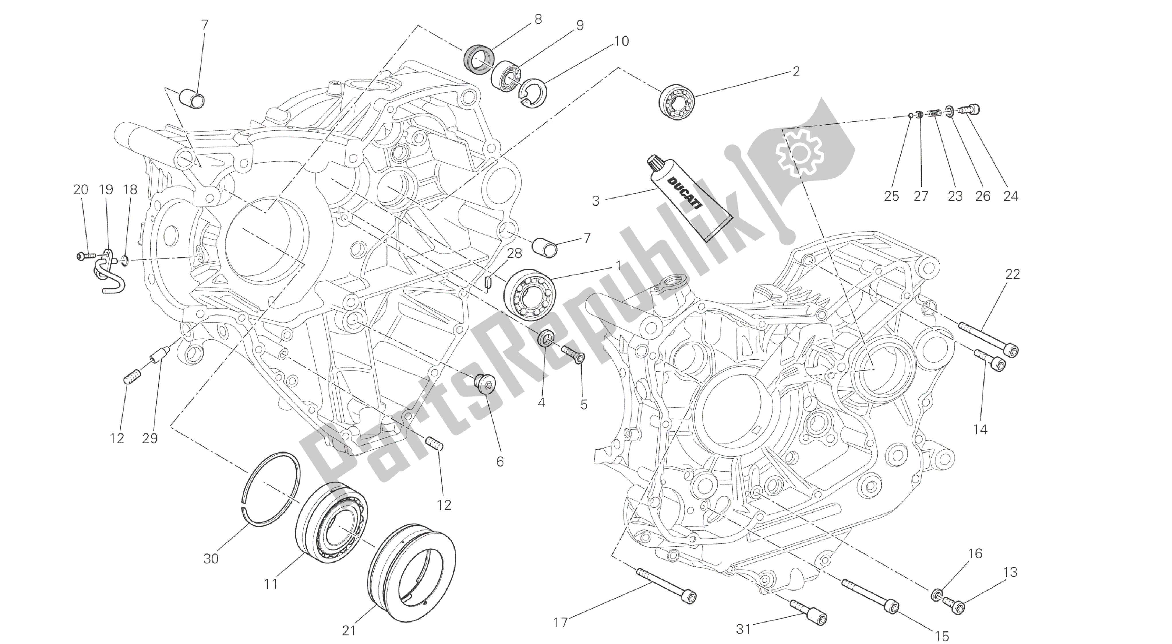 Todas las partes para Dibujo 10a - Motor Del Grupo Par Medio Cárter [mod: M 1200] de Ducati Monster 1200 2015