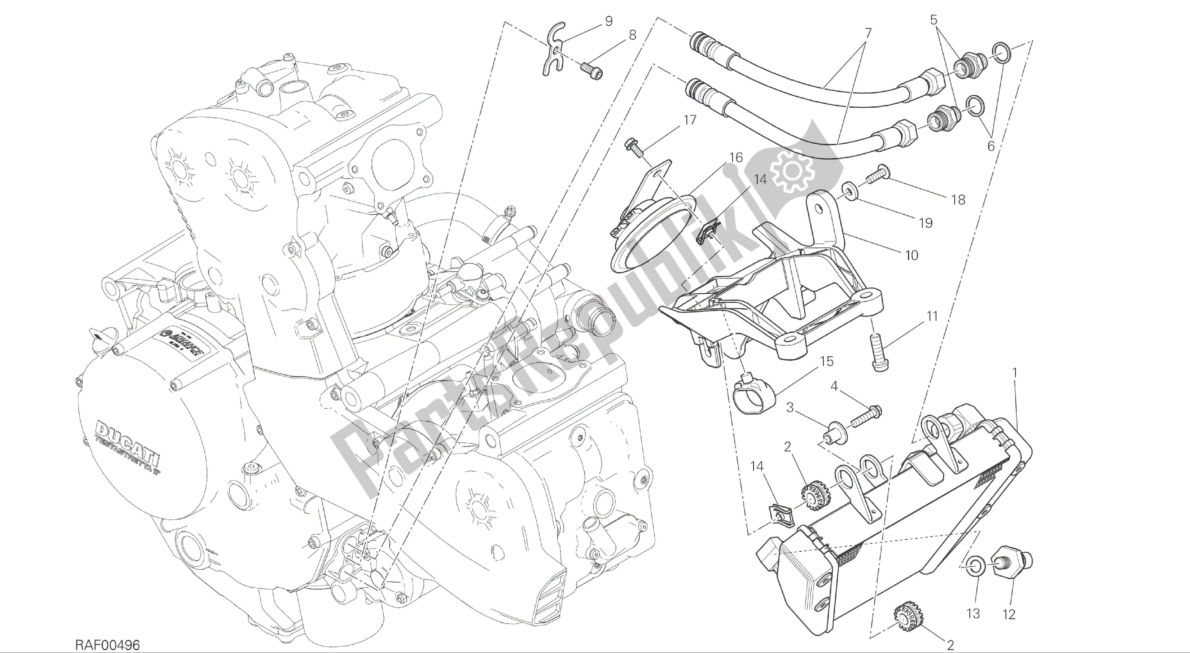 Todas las partes para Dibujo 016 - Marco De Grupo Enfriador De Aceite [mod: M 1200] de Ducati Monster 1200 2015