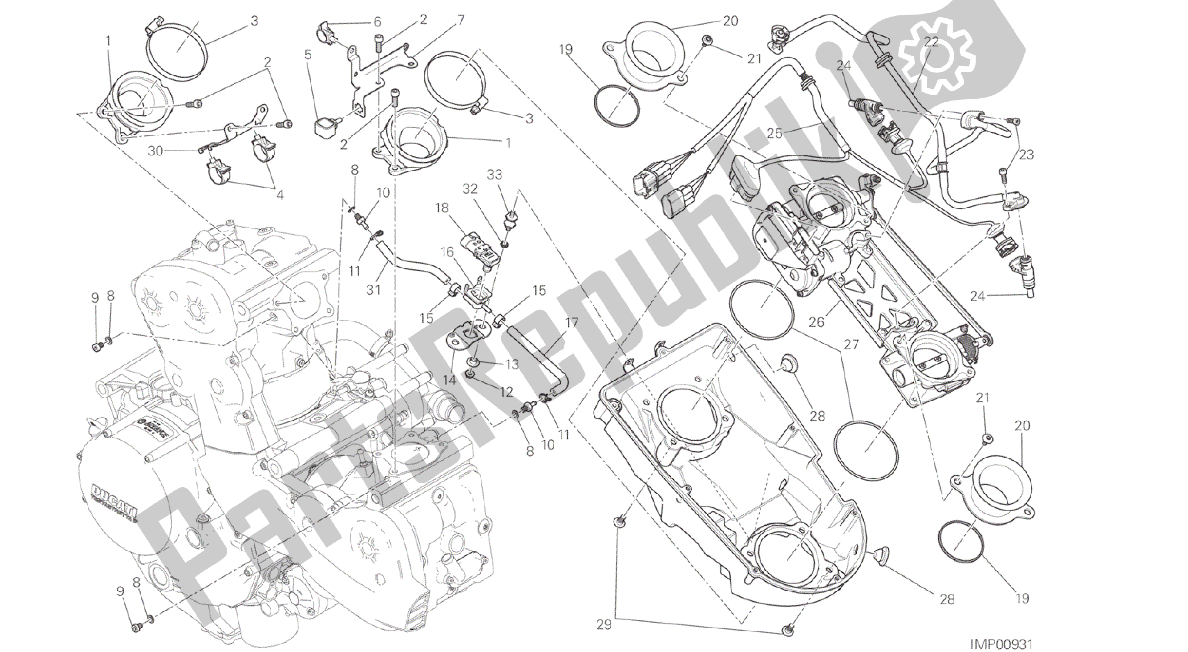 Todas las partes para Dibujo 017 - Cuerpo Del Acelerador [mod: M 1200; Xst: Marco De Grupo Aus, Bra, Eur, Fra, Jap] de Ducati Monster 1200 2015