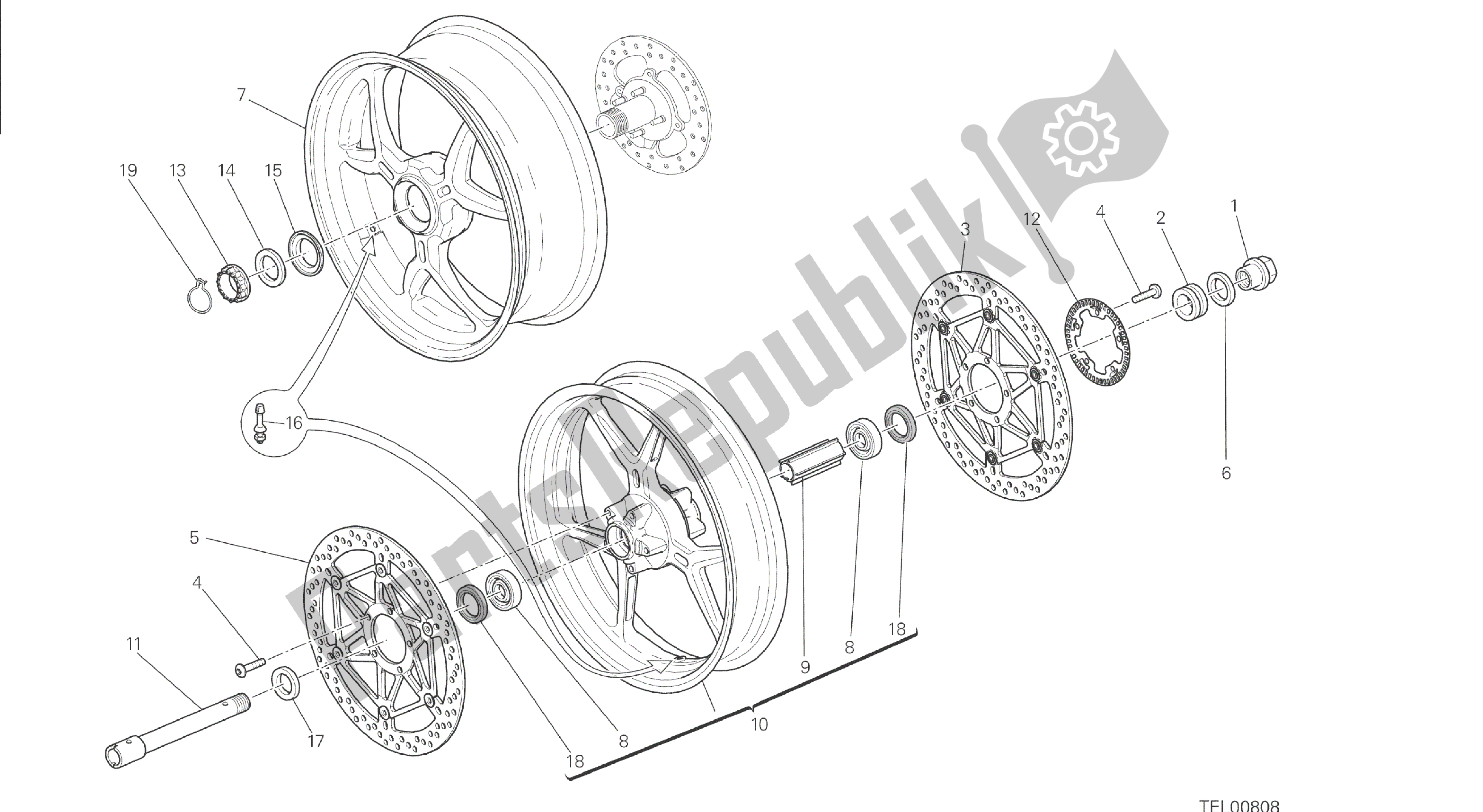 Todas las partes para Dibujo 026 - Marco Grupal Ruota Anteriore E Posteriore [mod: M 1200s] de Ducati Monster S 1200 2015