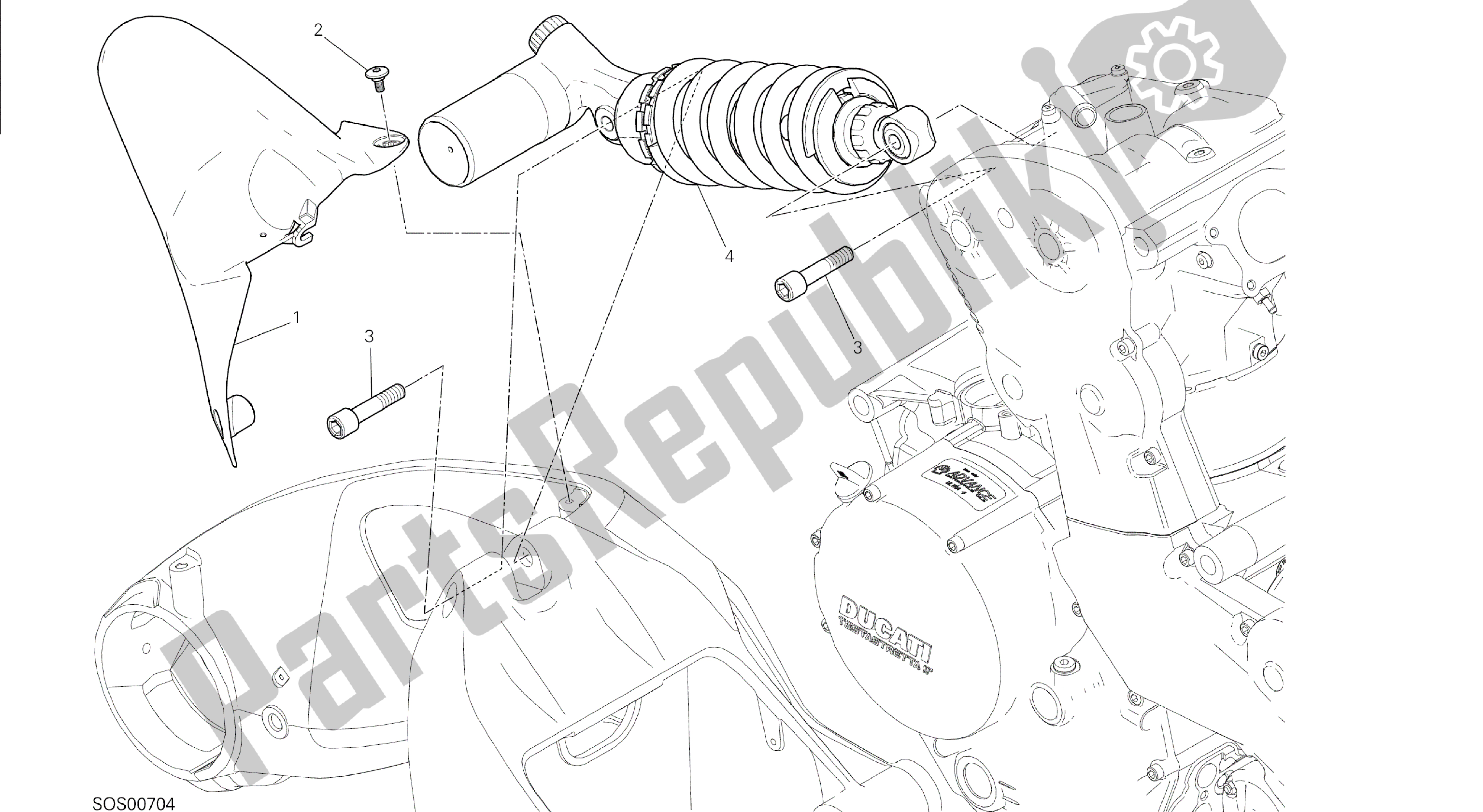 Alle onderdelen voor de Tekening 028 - Sospensione Posteriore [mod: M1200s; Xst: Chn, Eur, Fra, Jap, Twn] Groepsframe van de Ducati Monster S 1200 2015