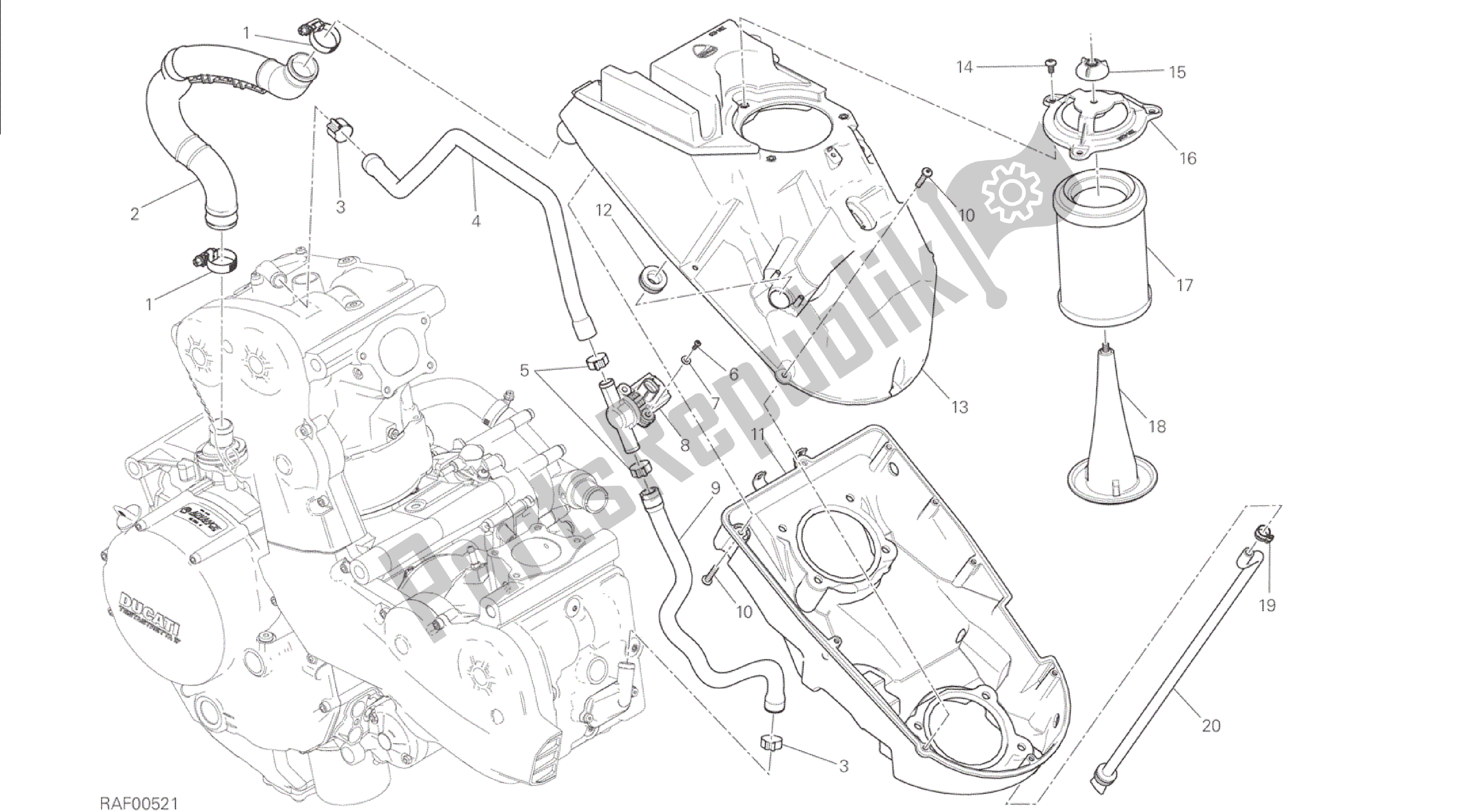 Todas as partes de Desenho 029 - Entrada De Ar - Respirador De óleo [mod: M 1200s] Quadro De Grupo do Ducati Monster S 1200 2015