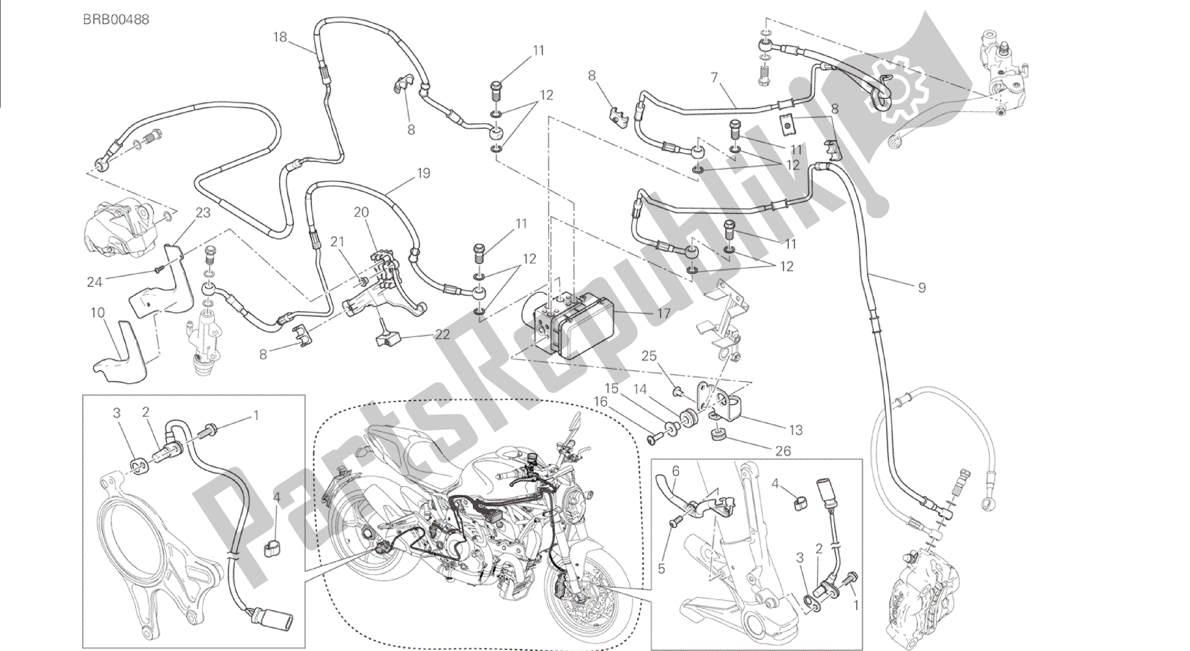 Todas las partes para Dibujo 24a - Sistema De Frenos Antibloqueo (abs) [mod: M 1200s] Cuadro De Grupo de Ducati Monster S 1200 2015