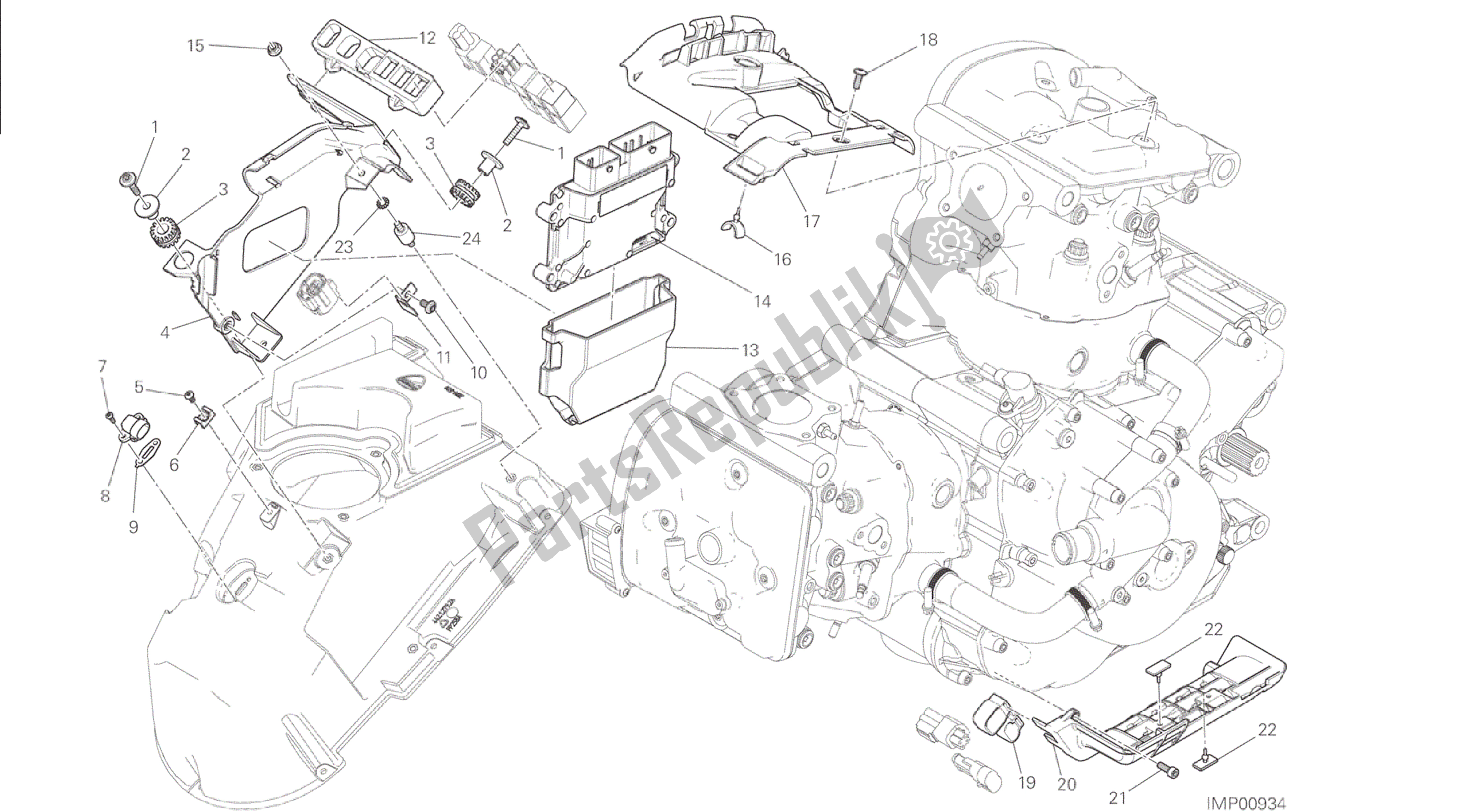 Todas las partes para Dibujo 18a - Unidad De Control Del Motor [mod: M 1200s] Grupo Eléctrico de Ducati Monster S 1200 2015