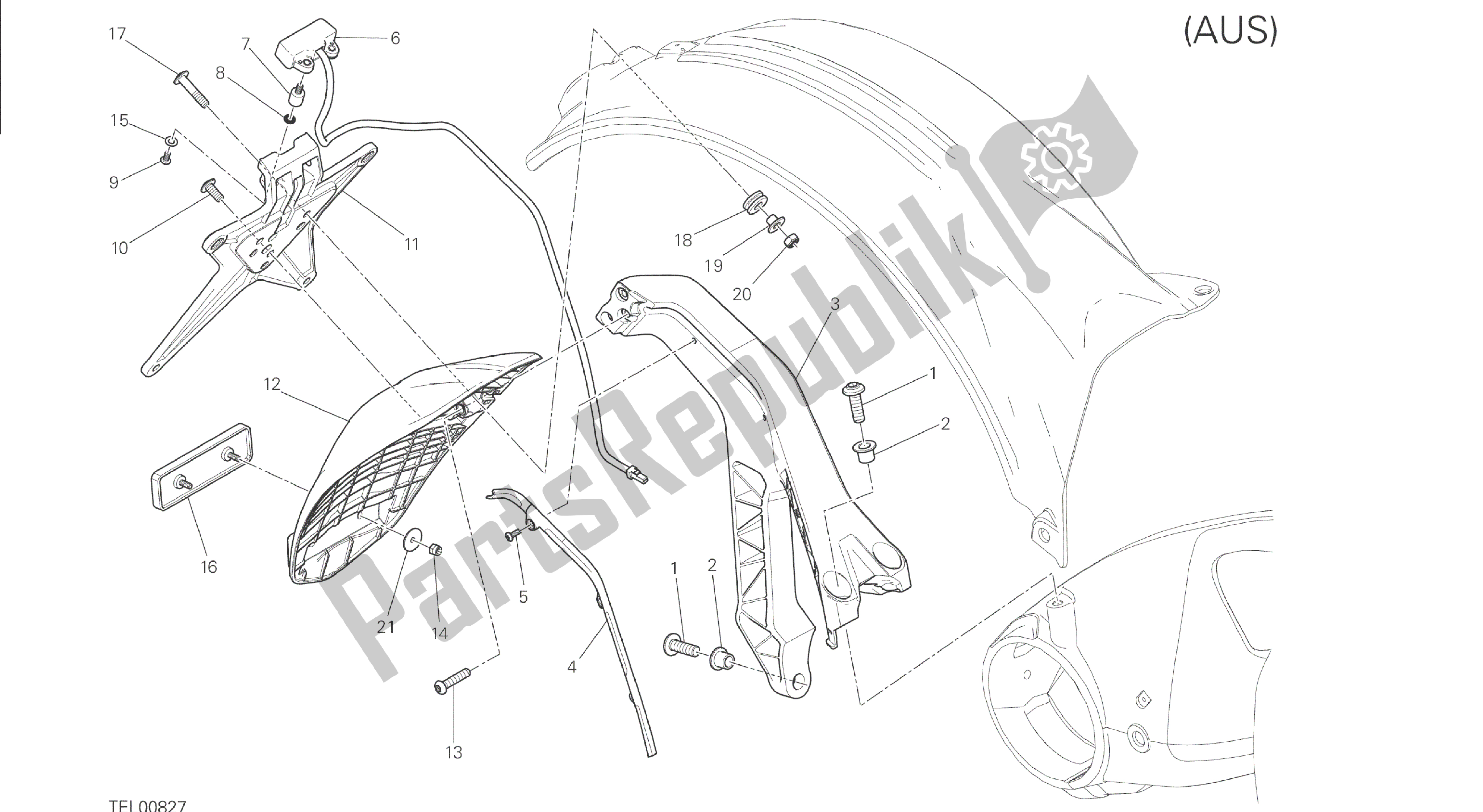Todas las partes para Dibujo 28b - Soporte De Placa [mod: M 1200s; Xst: Aus] Group Electric de Ducati Monster S 1200 2015