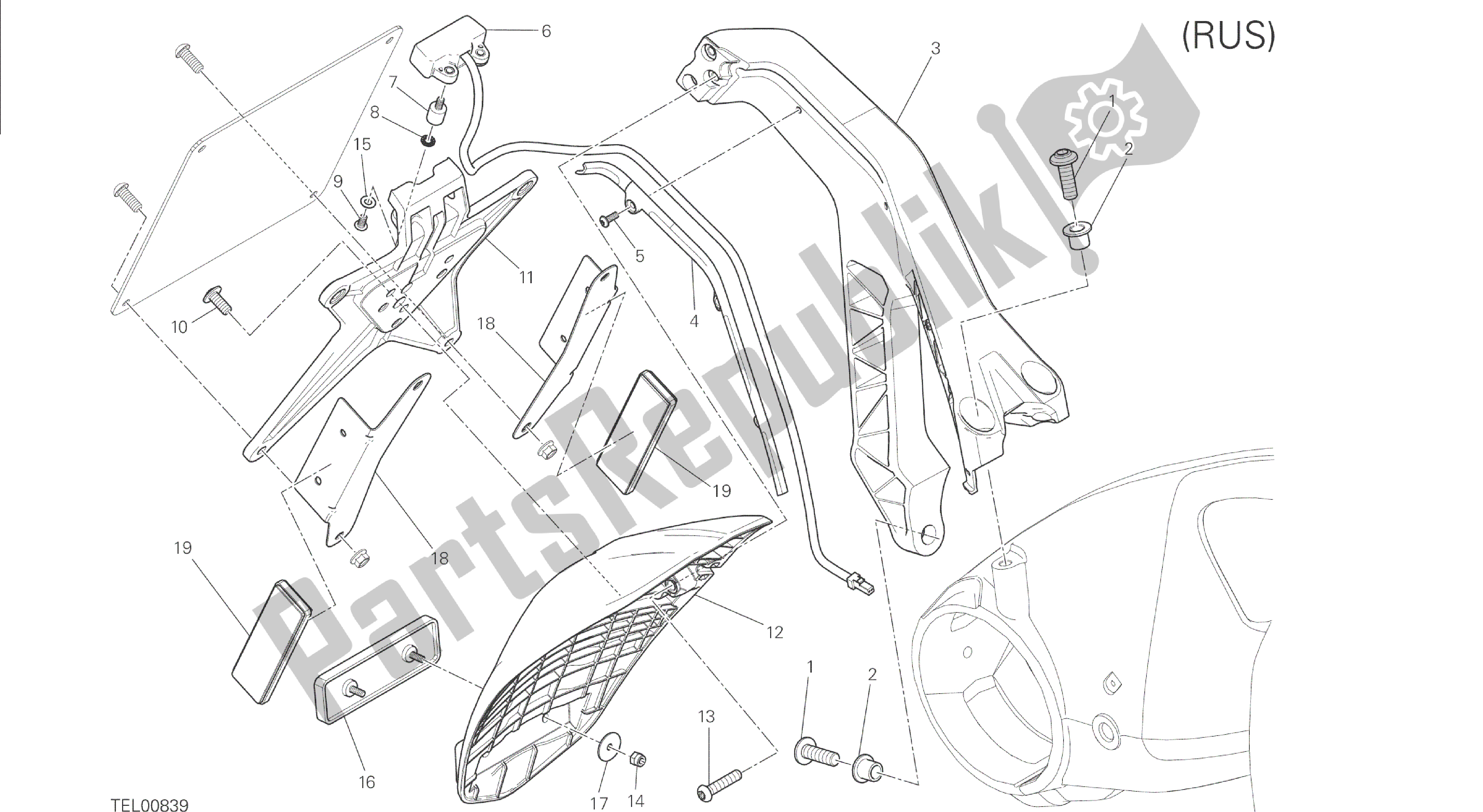 Alle onderdelen voor de Tekening 28b - Bordenhouder [mod: M 1200s; Xst: Eur] Groep Elektrisch van de Ducati Monster S 1200 2015