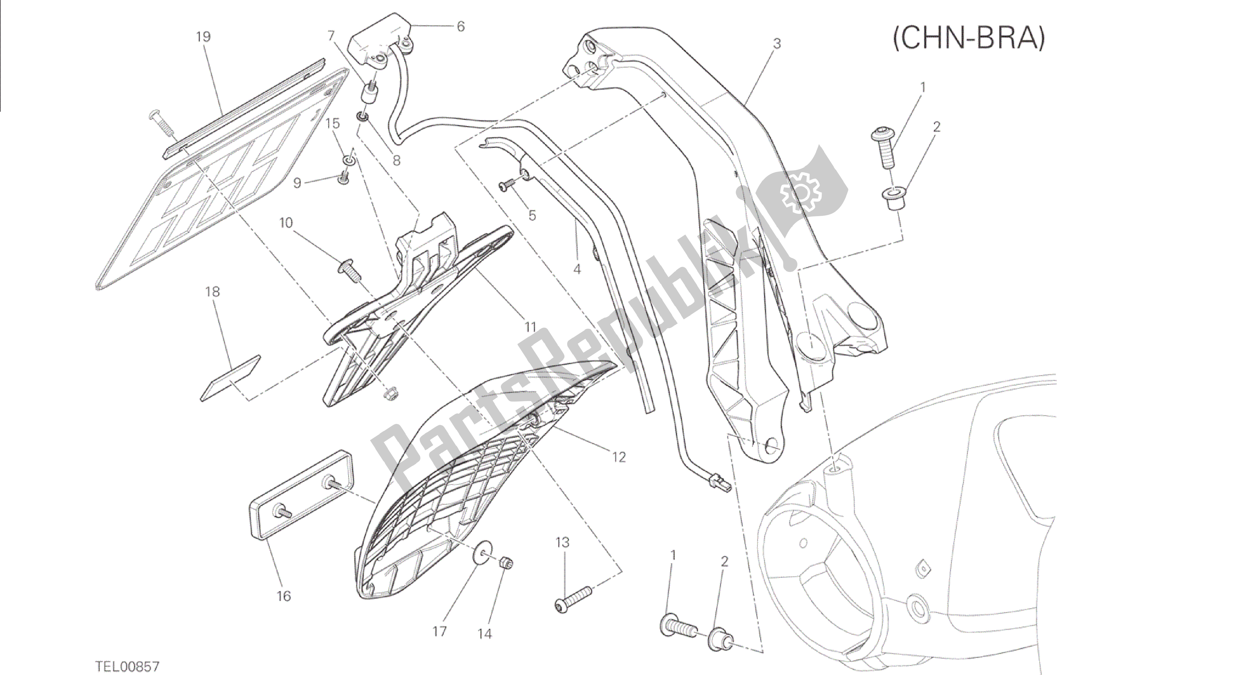 Todas las partes para Dibujo 28b - Soporte De Placa [mod: M 1200s; Xst: Chn] Grupo Eléctrico de Ducati Monster S 1200 2015