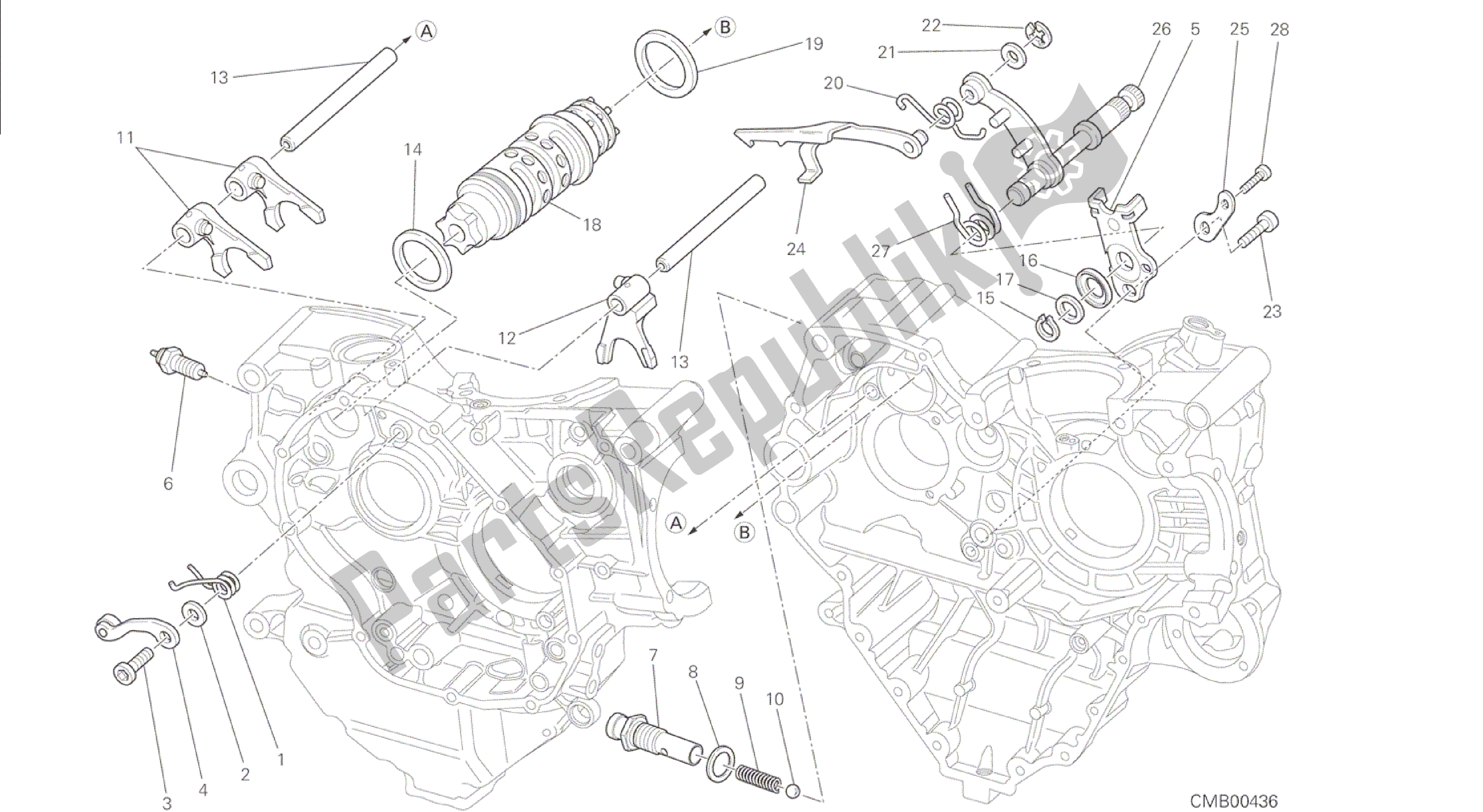 Todas las partes para Dibujo 002 - Cambio De Levas - Horquilla [mod: M 1200s] Motor De Grupo de Ducati Monster S 1200 2015