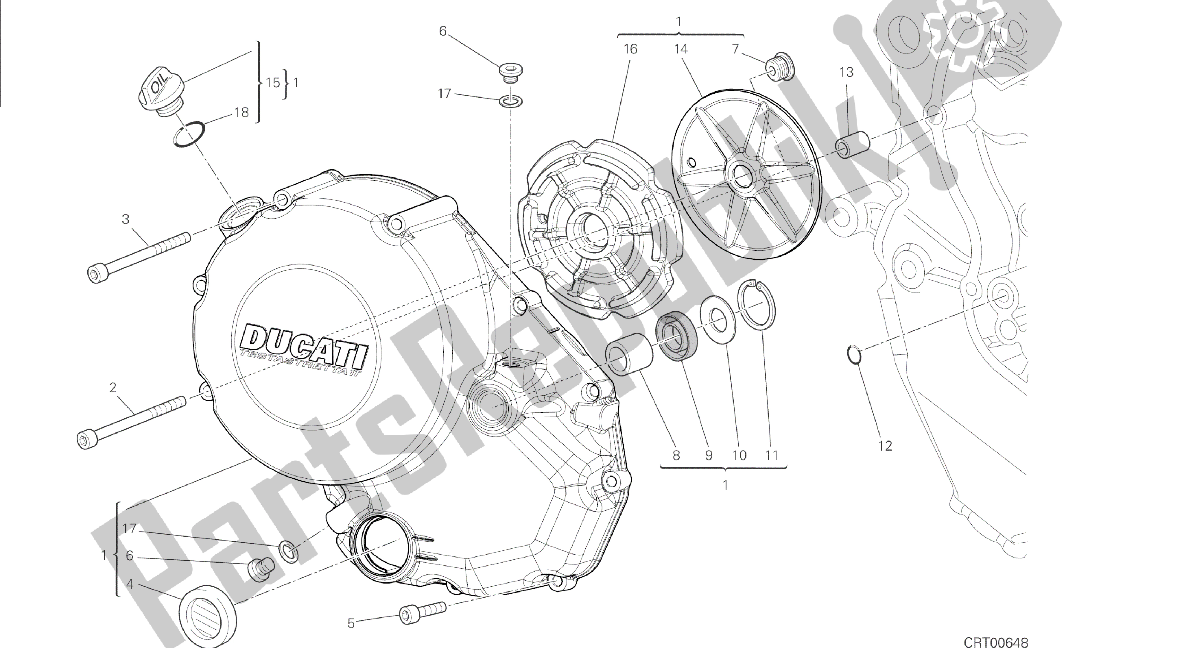 Todas las partes para Dibujo 005 - Motor Del Grupo Cubierta Del Embrague [mod: M 1200s] de Ducati Monster S 1200 2015